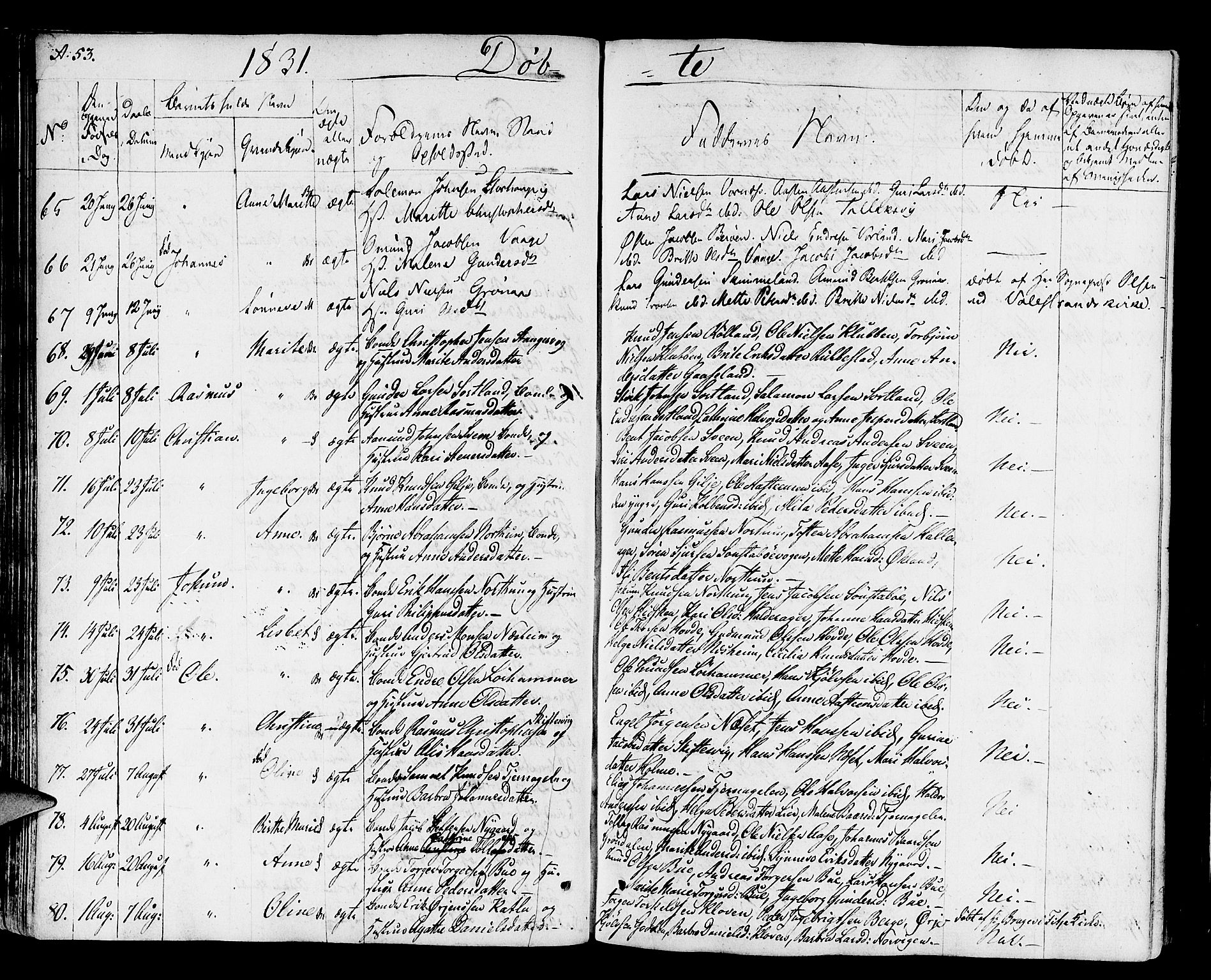 Finnås sokneprestembete, AV/SAB-A-99925/H/Ha/Haa/Haaa/L0005: Parish register (official) no. A 5, 1823-1835, p. 53