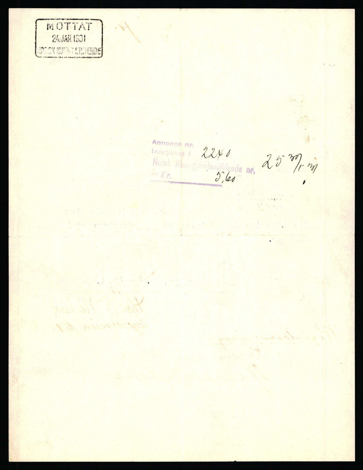 Stavanger byfogd, AV/SAST-A-101408/002/J/Jd/Jde/L0004: Registreringsmeldinger og bilag. Enkeltmannsforetak, 1001-1350, 1891-1990, p. 338