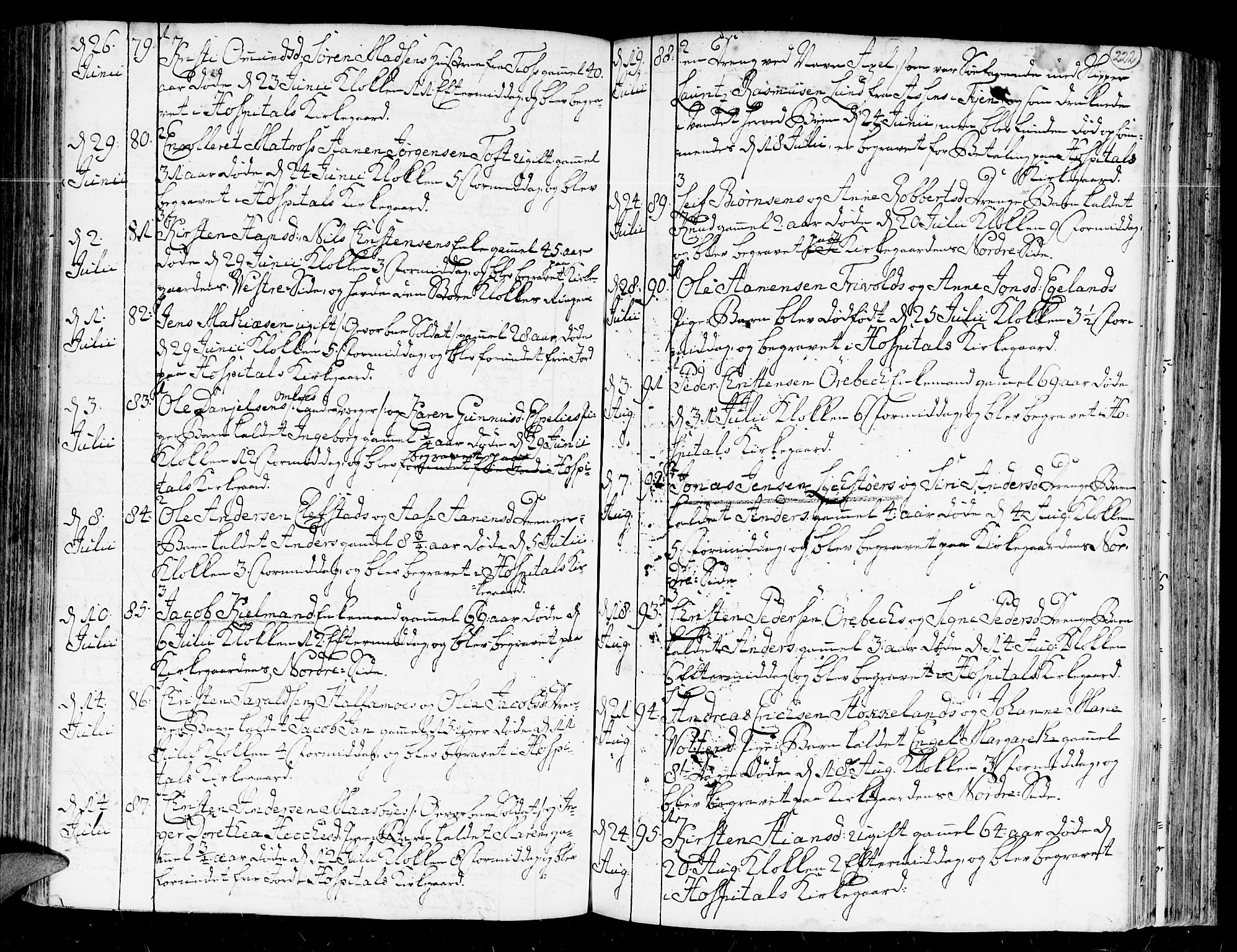 Kristiansand domprosti, AV/SAK-1112-0006/F/Fa/L0004: Parish register (official) no. A 4, 1762-1794, p. 222