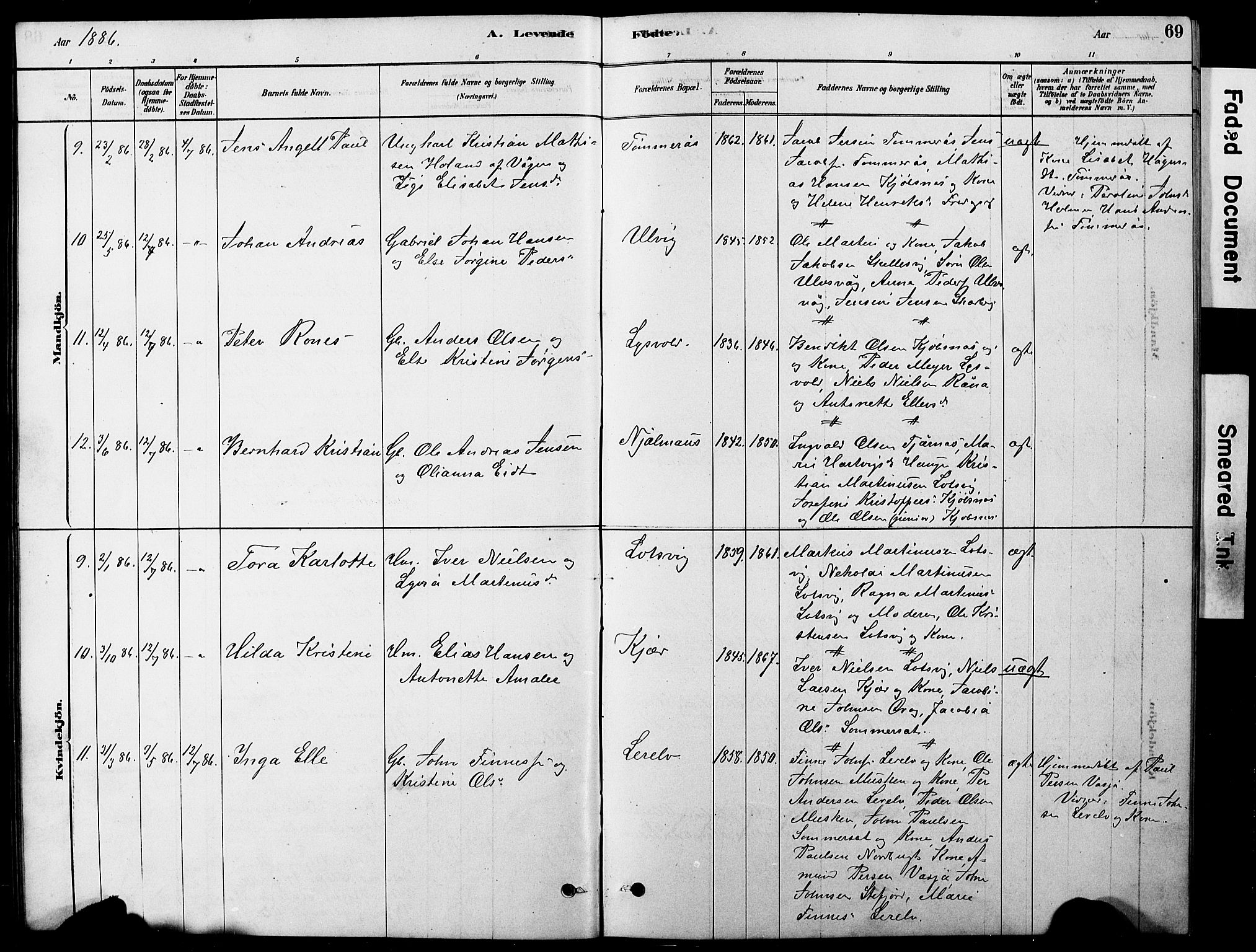 Ministerialprotokoller, klokkerbøker og fødselsregistre - Nordland, AV/SAT-A-1459/861/L0875: Parish register (copy) no. 861C01, 1879-1887, p. 69