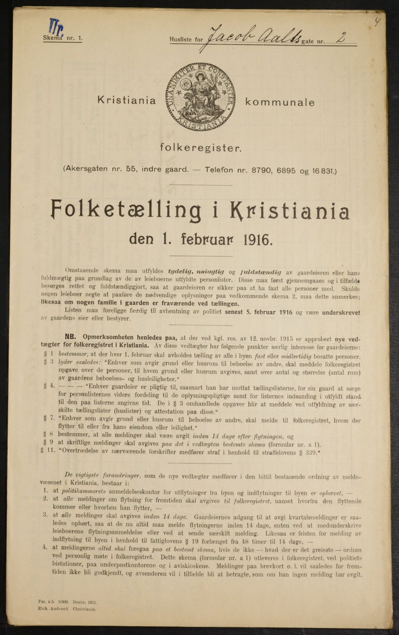 OBA, Municipal Census 1916 for Kristiania, 1916, p. 45670