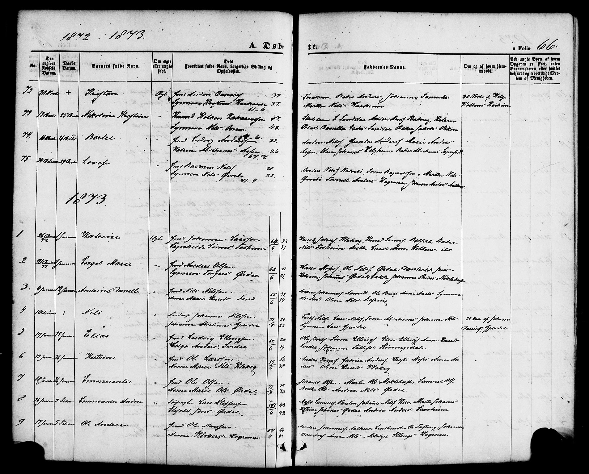 Jølster sokneprestembete, AV/SAB-A-80701/H/Haa/Haaa/L0011: Parish register (official) no. A 11, 1866-1881, p. 66