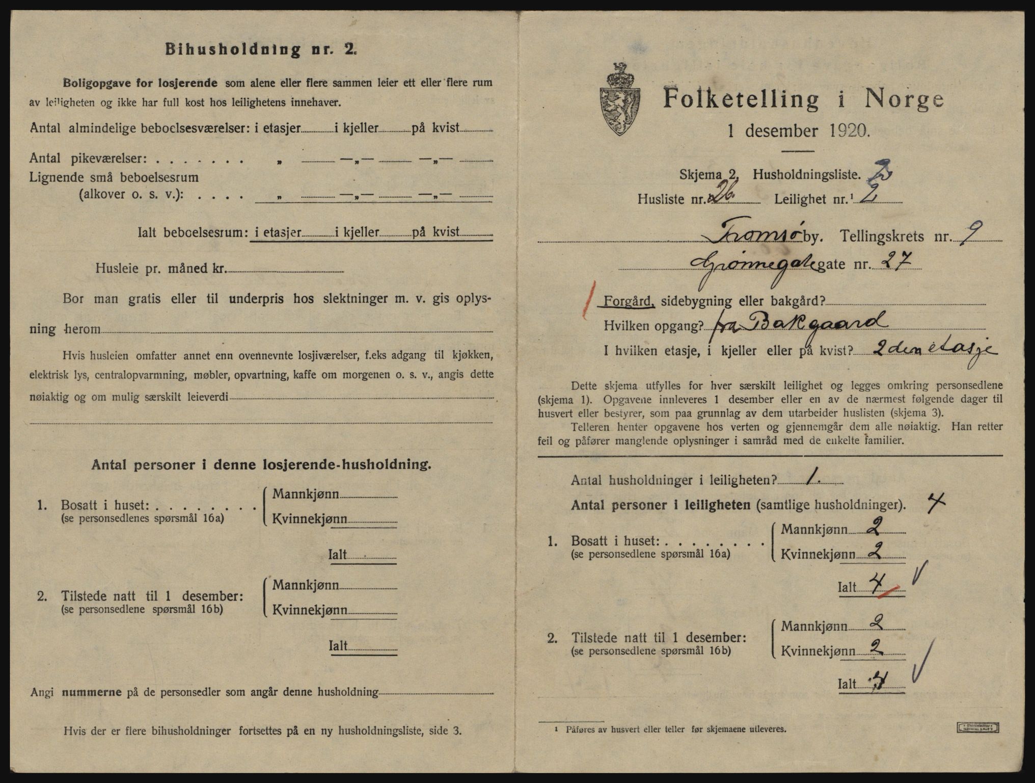 SATØ, 1920 census for Tromsø, 1920, p. 4919