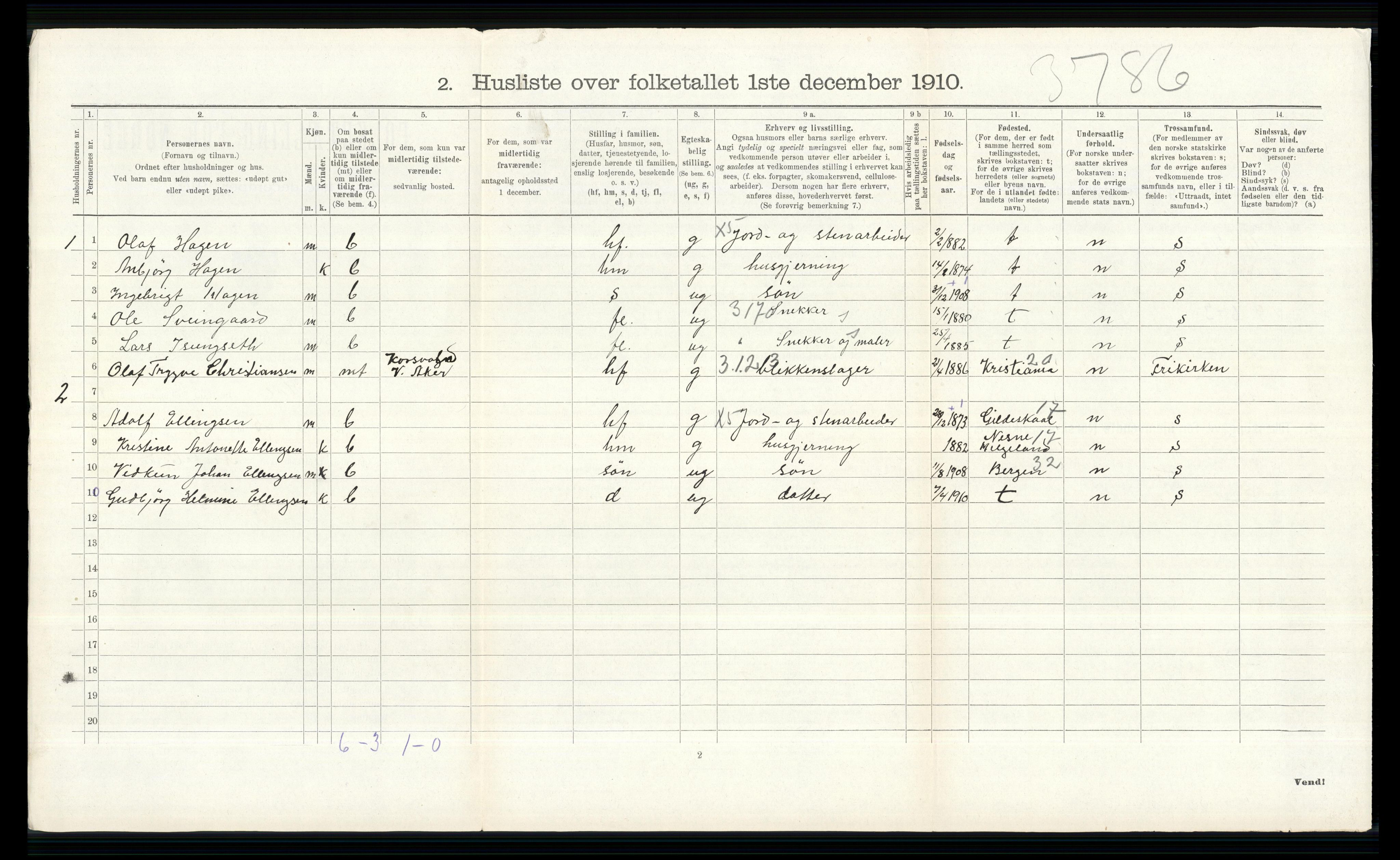 RA, 1910 census for Hol, 1910, p. 608