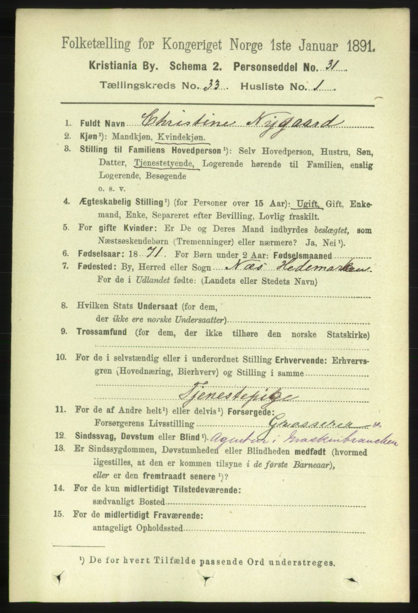 RA, 1891 census for 0301 Kristiania, 1891, p. 17730