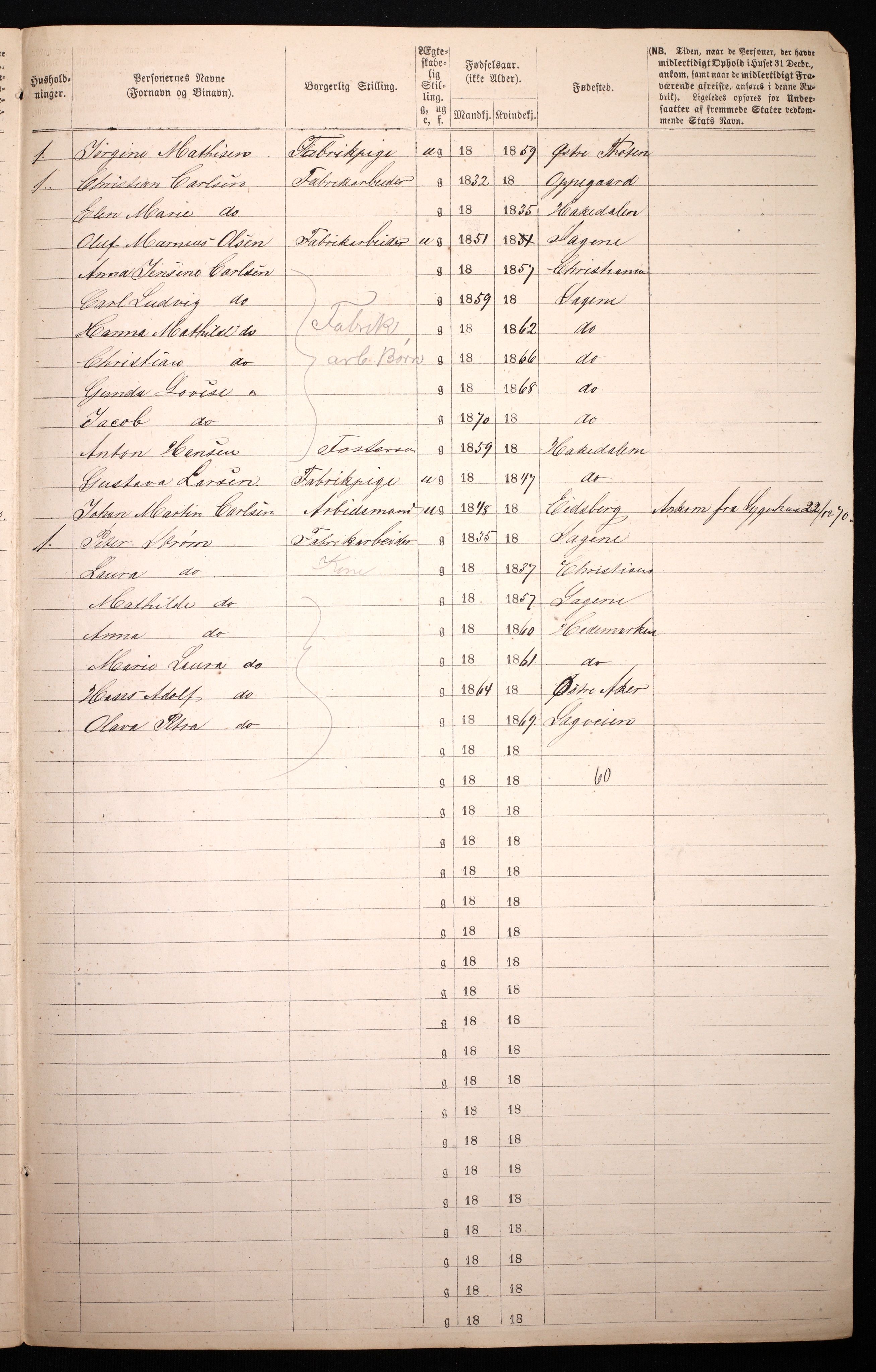 RA, 1870 census for 0301 Kristiania, 1870, p. 3146