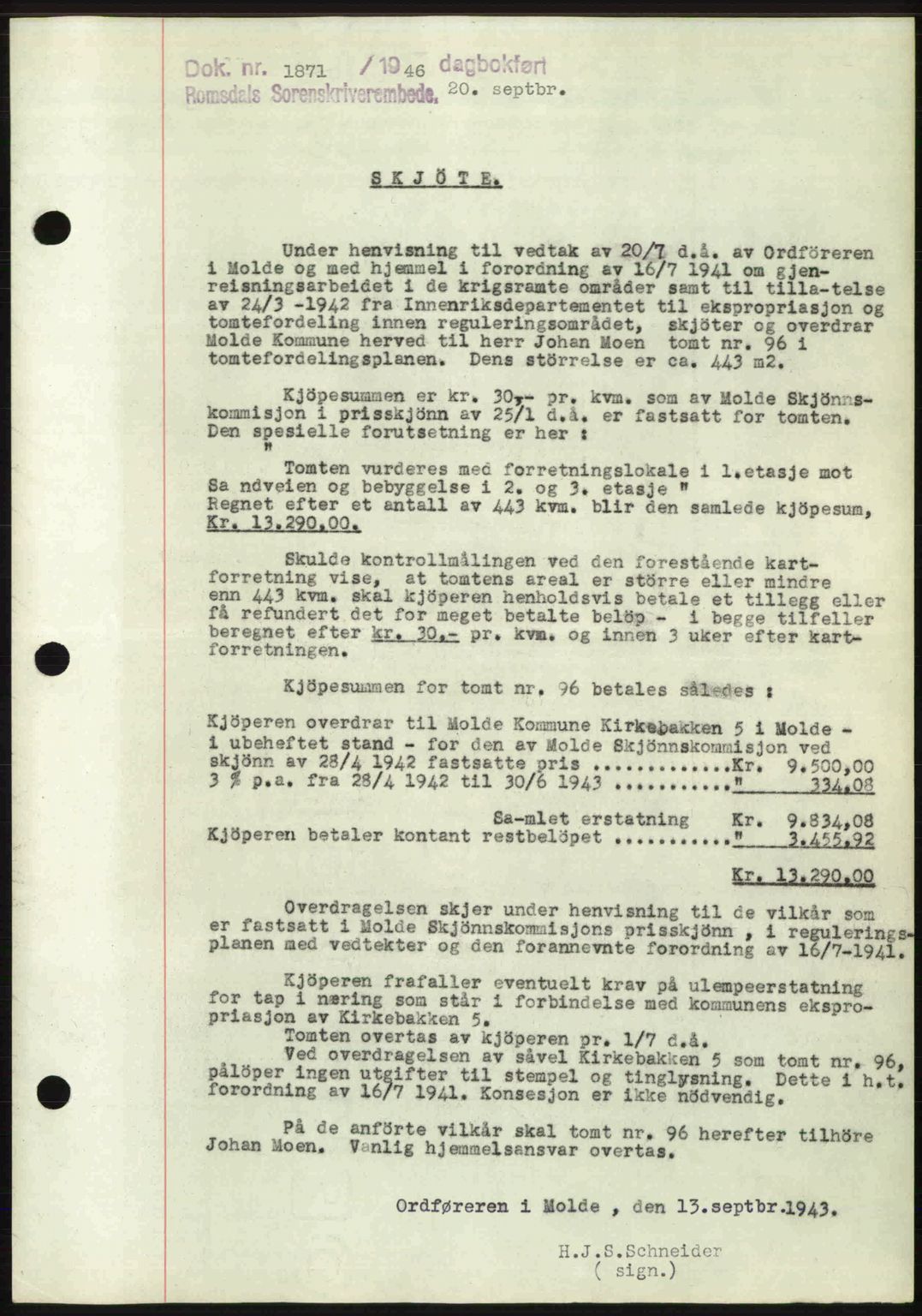 Romsdal sorenskriveri, AV/SAT-A-4149/1/2/2C: Mortgage book no. A20, 1946-1946, Diary no: : 1871/1946