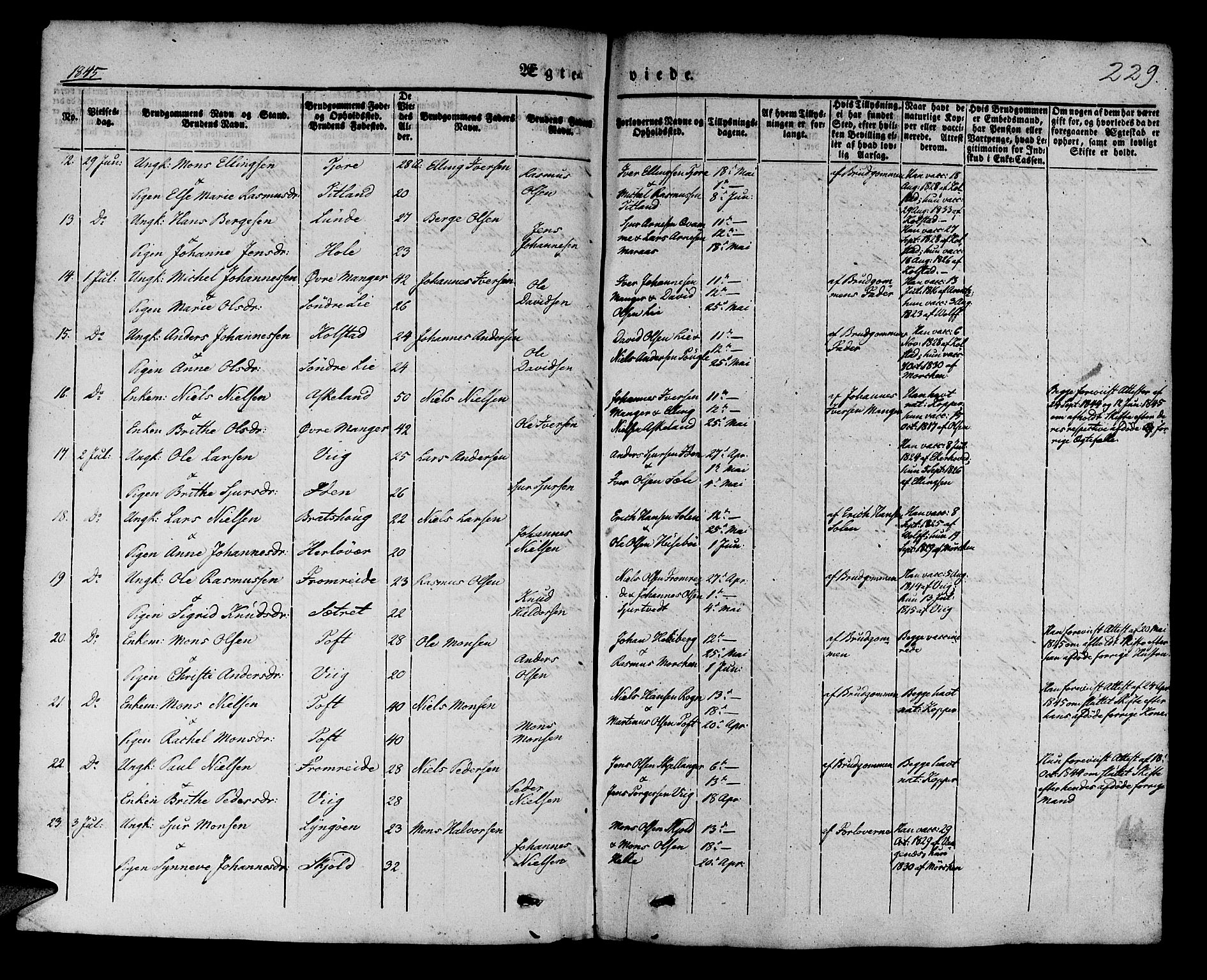 Manger sokneprestembete, AV/SAB-A-76801/H/Haa: Parish register (official) no. A 5, 1839-1848, p. 229