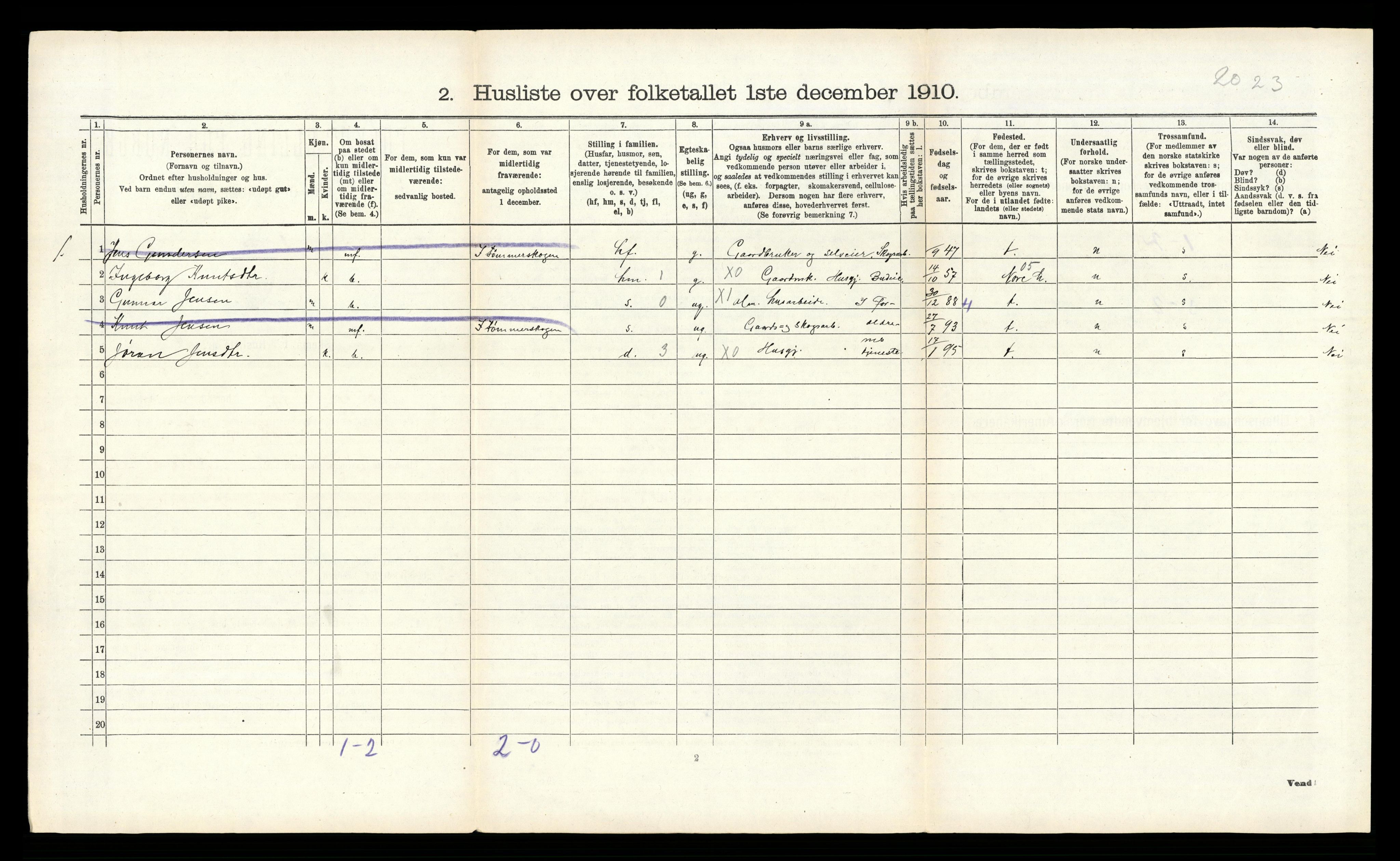 RA, 1910 census for Rollag, 1910, p. 348