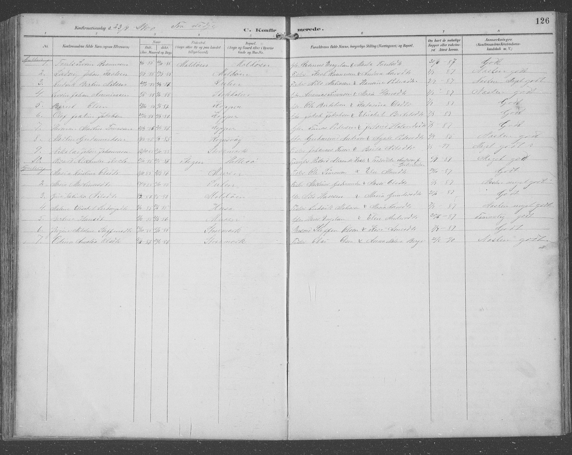 Lindås Sokneprestembete, SAB/A-76701/H/Hab: Parish register (copy) no. C 4, 1894-1910, p. 126