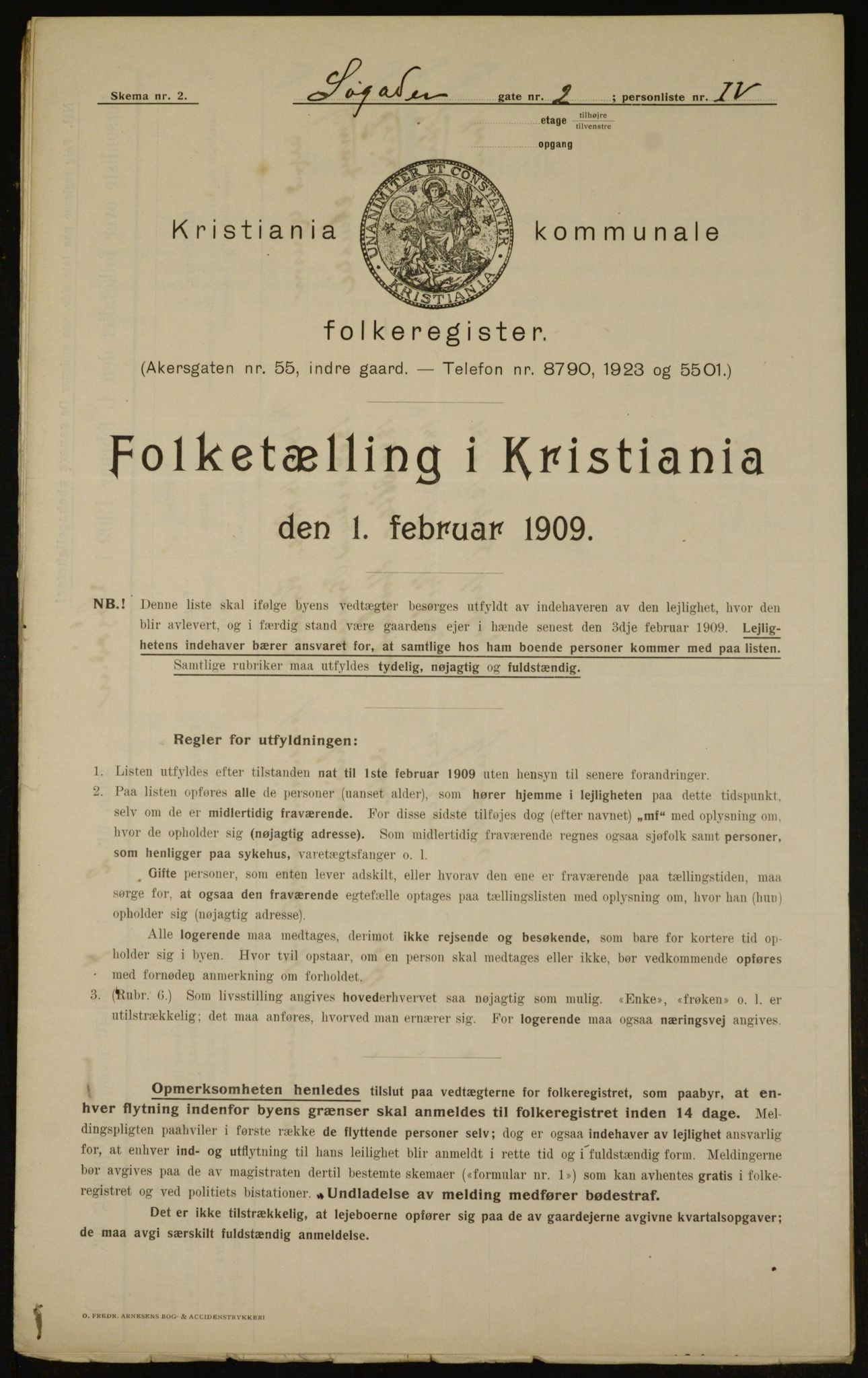 OBA, Municipal Census 1909 for Kristiania, 1909, p. 96167