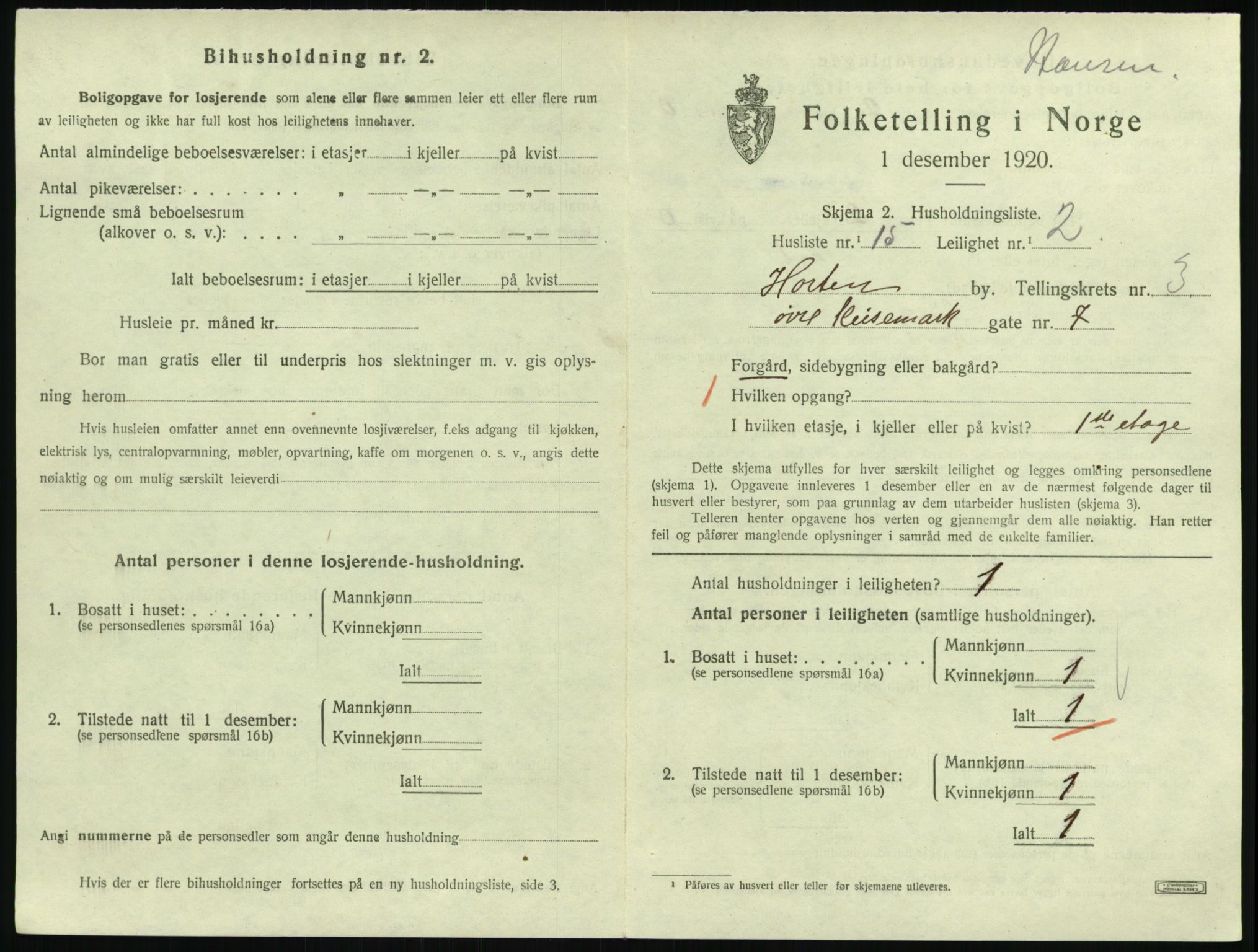 SAKO, 1920 census for Horten, 1920, p. 4179