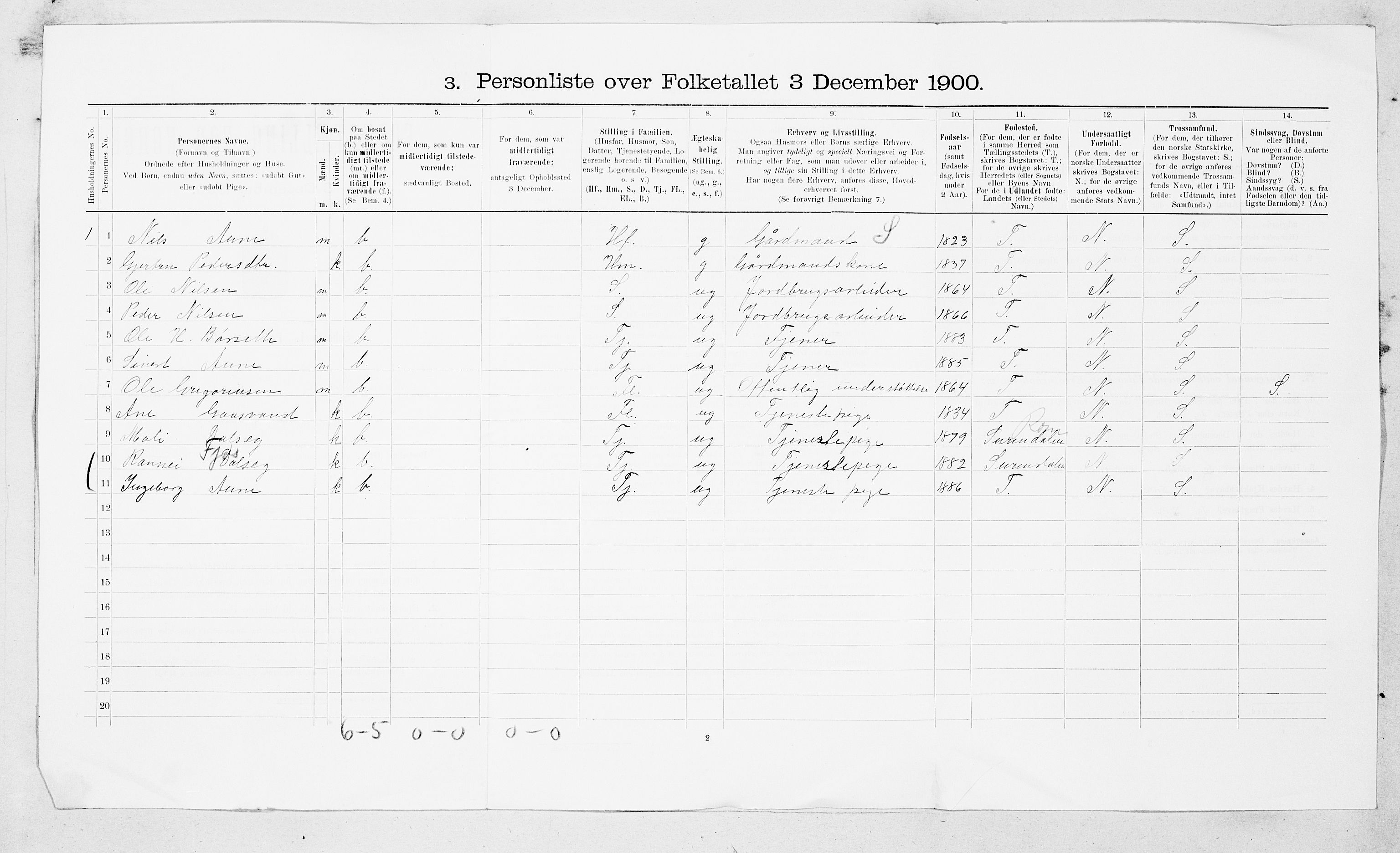 SAT, 1900 census for Rindal, 1900, p. 21