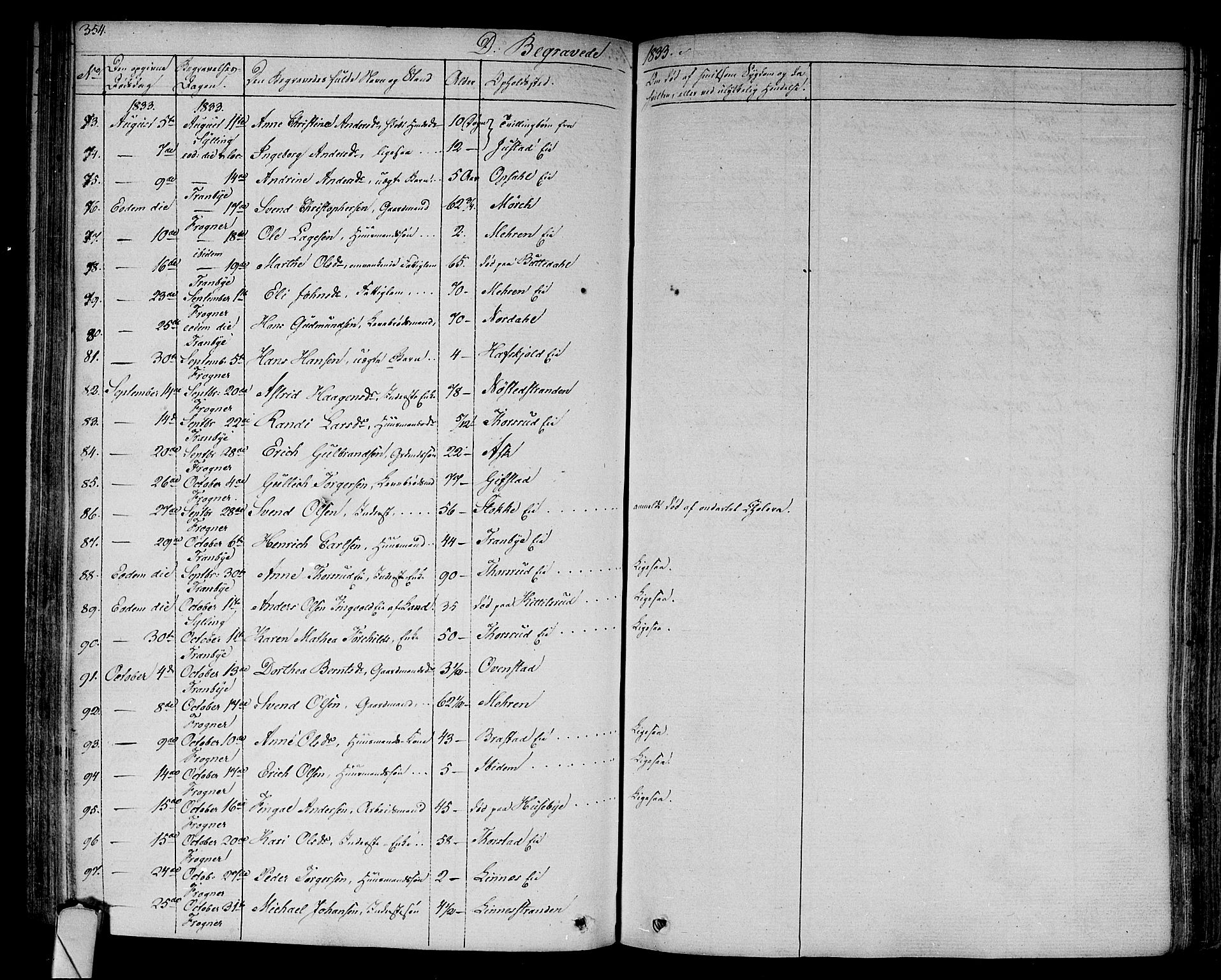 Lier kirkebøker, AV/SAKO-A-230/F/Fa/L0010: Parish register (official) no. I 10, 1827-1843, p. 354