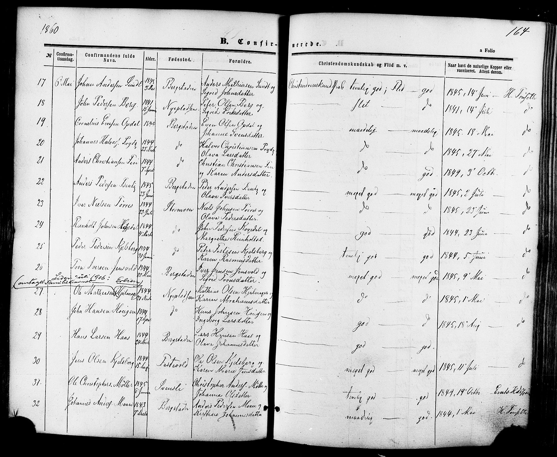 Ministerialprotokoller, klokkerbøker og fødselsregistre - Sør-Trøndelag, AV/SAT-A-1456/681/L0932: Parish register (official) no. 681A10, 1860-1878, p. 164