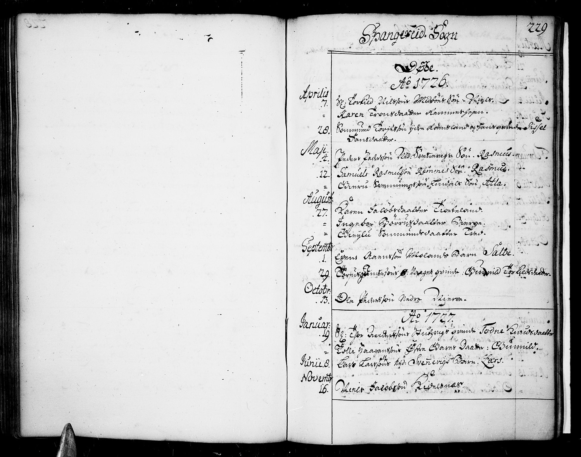 Sør-Audnedal sokneprestkontor, SAK/1111-0039/F/Fa/Fab/L0001: Parish register (official) no. A 1 /2, 1726-1769, p. 229