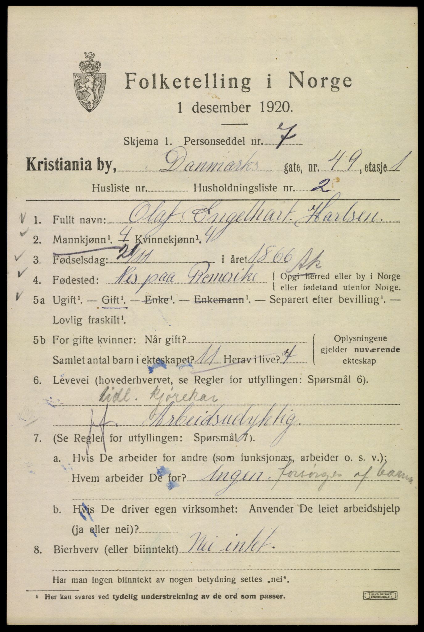 SAO, 1920 census for Kristiania, 1920, p. 195925