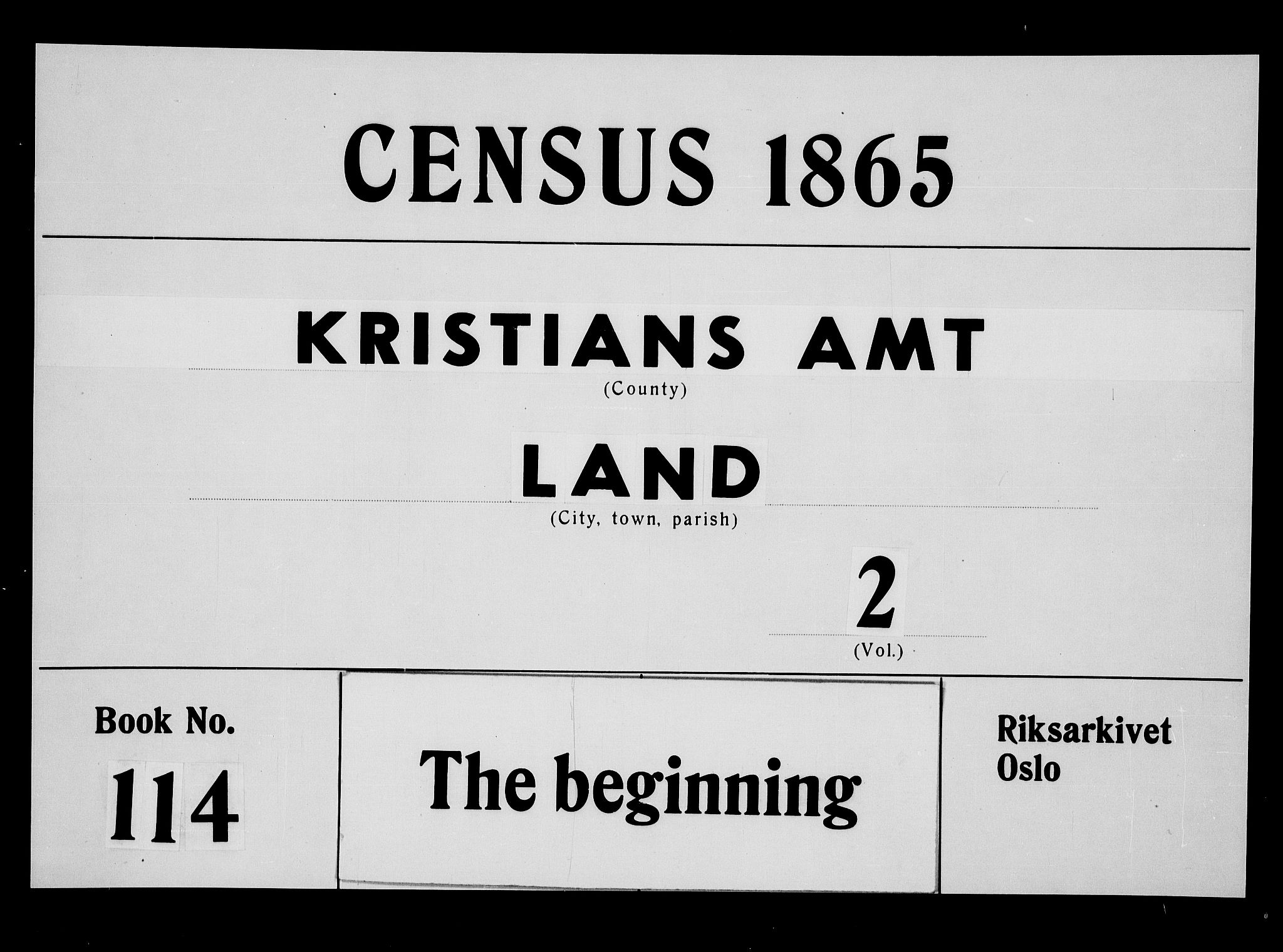 RA, 1865 census for Land, 1865, p. 206