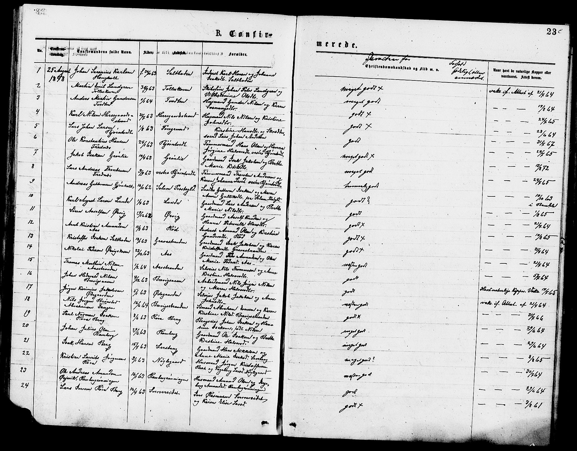 Eidanger kirkebøker, SAKO/A-261/F/Fa/L0011: Parish register (official) no. 11, 1875-1878, p. 23