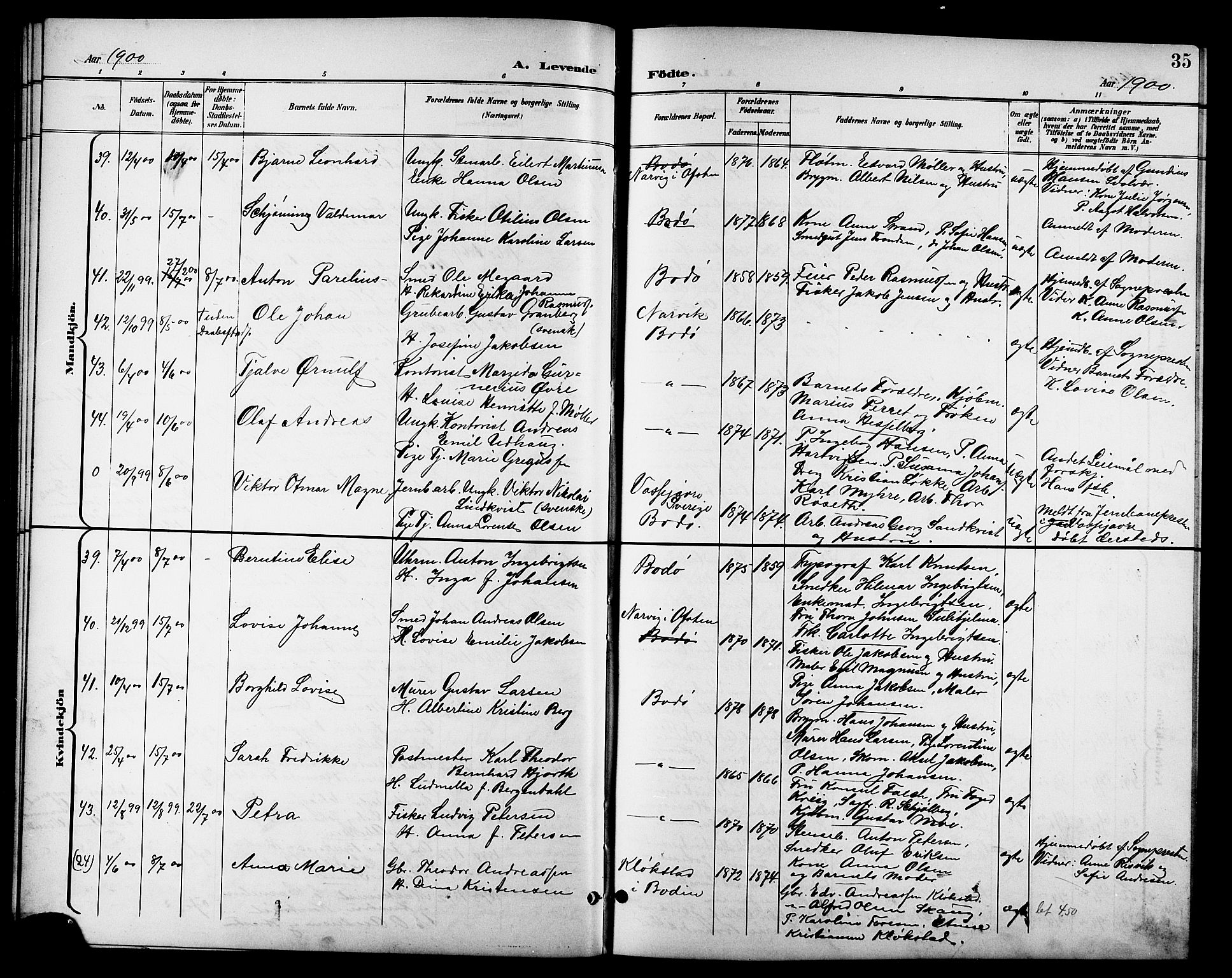 Ministerialprotokoller, klokkerbøker og fødselsregistre - Nordland, AV/SAT-A-1459/801/L0033: Parish register (copy) no. 801C08, 1898-1910, p. 35