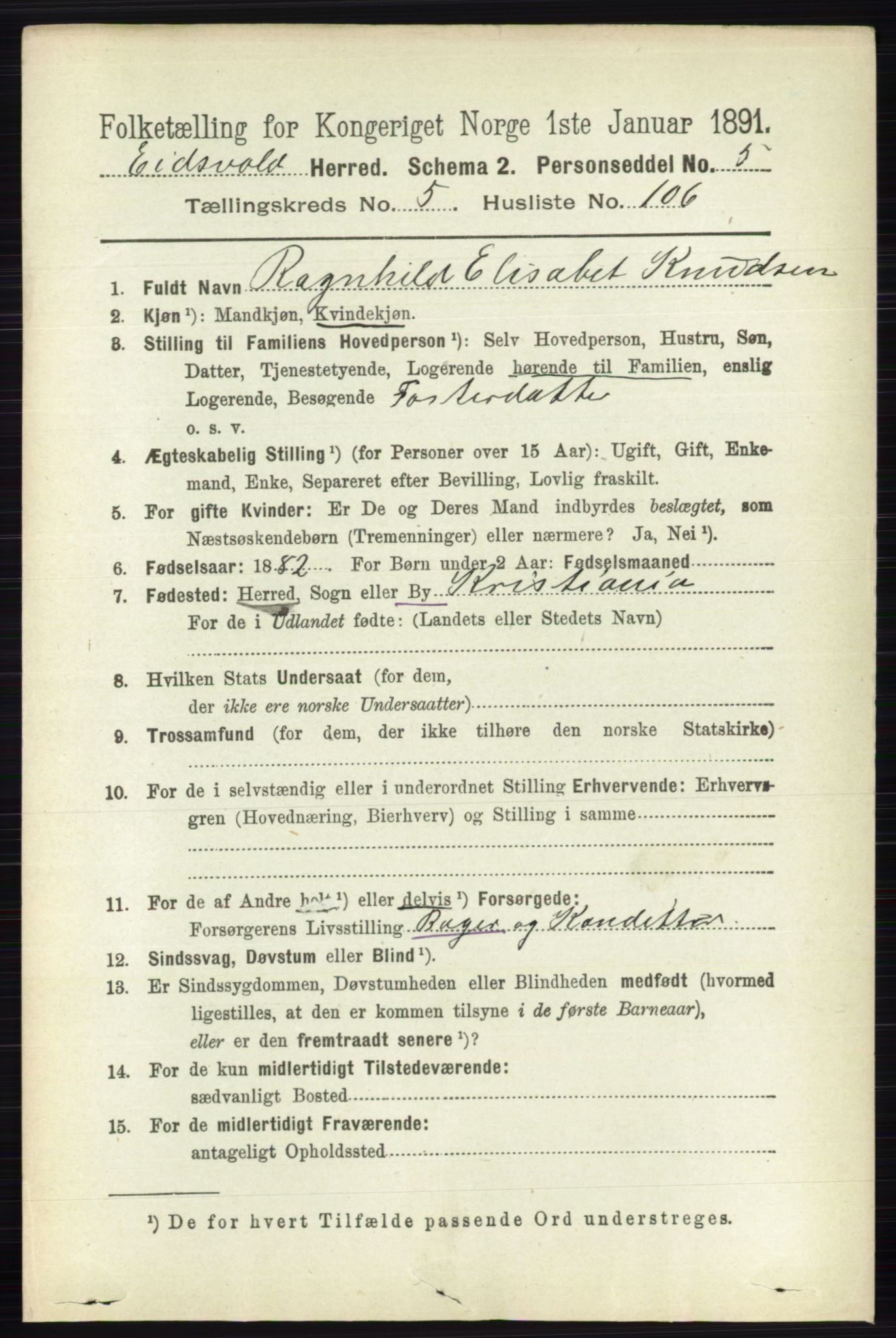 RA, 1891 census for 0237 Eidsvoll, 1891, p. 3647