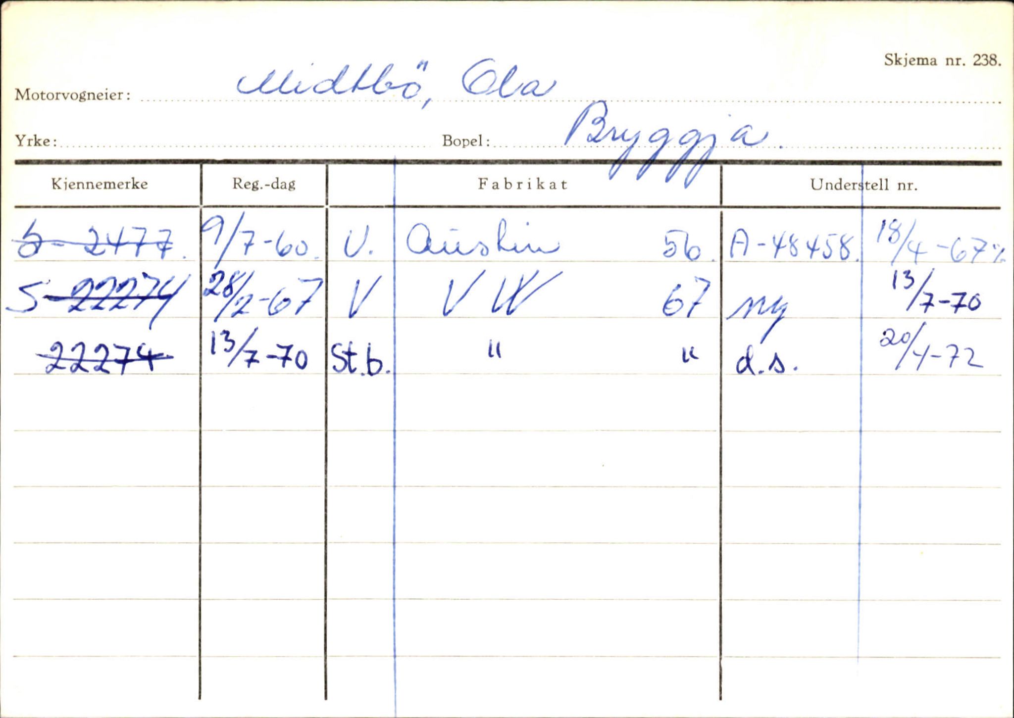 Statens vegvesen, Sogn og Fjordane vegkontor, SAB/A-5301/4/F/L0144: Registerkort Vågsøy A-R, 1945-1975, p. 1764