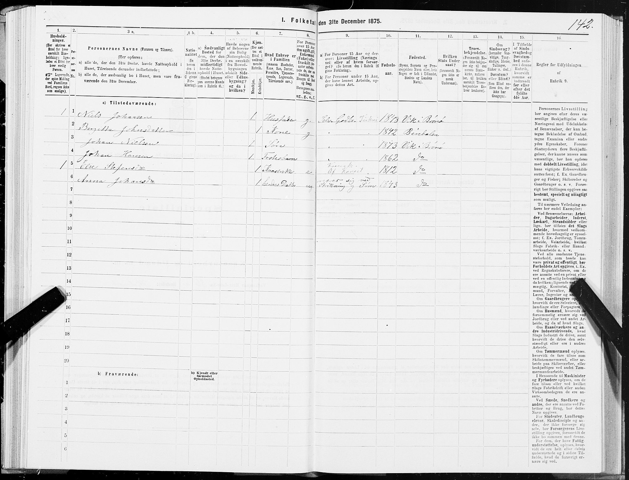 SAT, 1875 census for 1814P Brønnøy, 1875, p. 1142