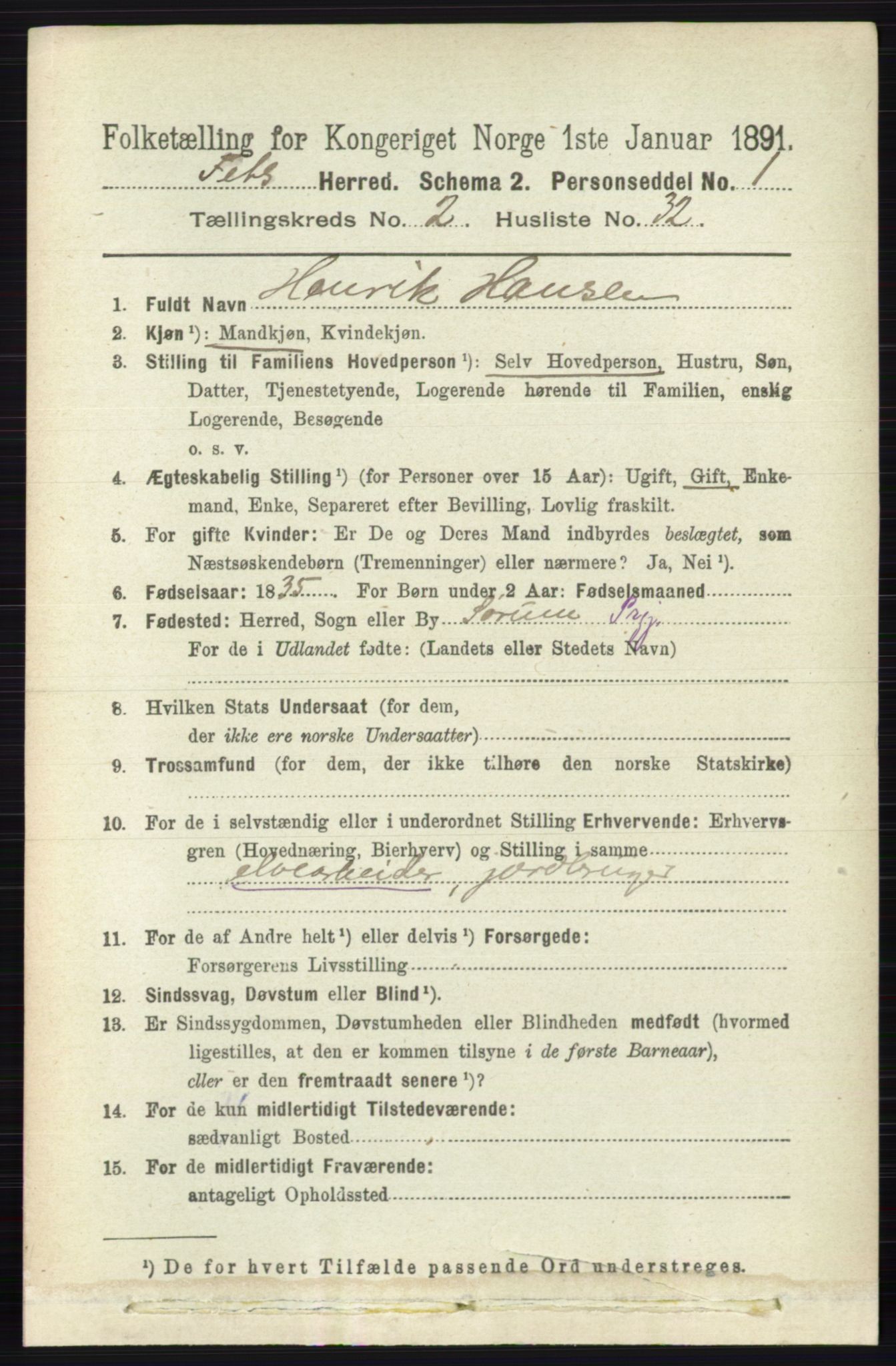 RA, 1891 census for 0227 Fet, 1891, p. 643