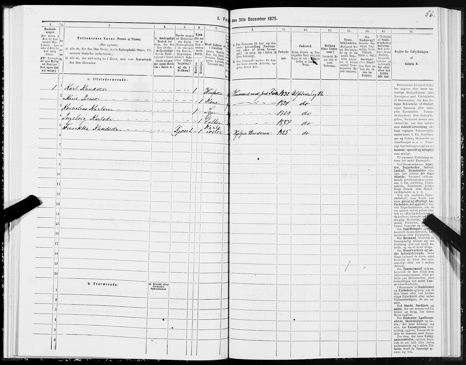 SAT, 1875 census for 1516P Ulstein, 1875, p. 3056