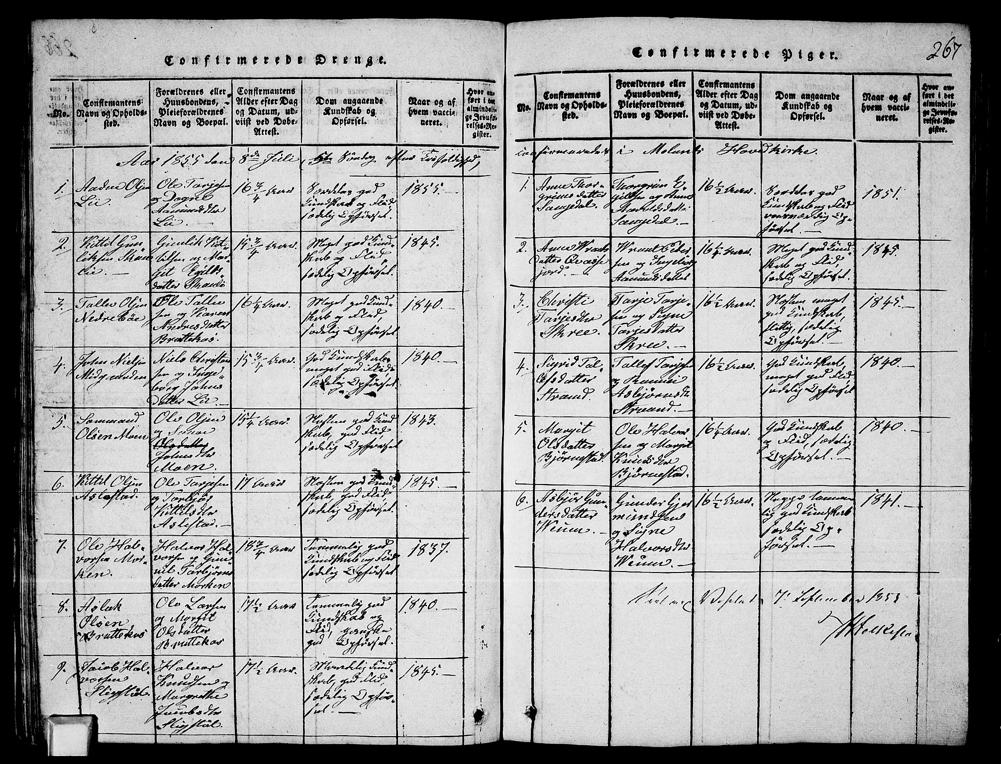 Fyresdal kirkebøker, SAKO/A-263/G/Ga/L0003: Parish register (copy) no. I 3, 1815-1863, p. 267