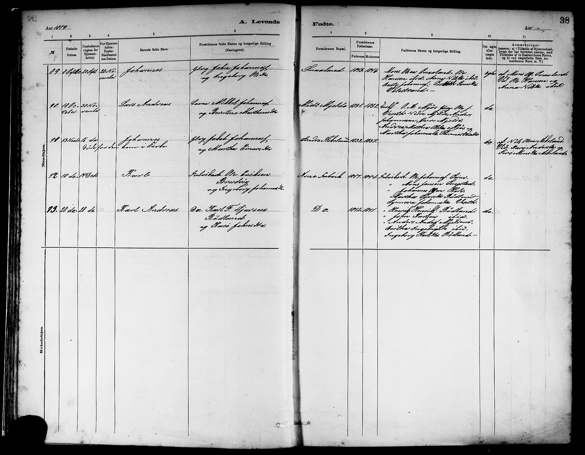 Haus sokneprestembete, AV/SAB-A-75601/H/Haa: Parish register (official) no. A 19I, 1878-1886, p. 38