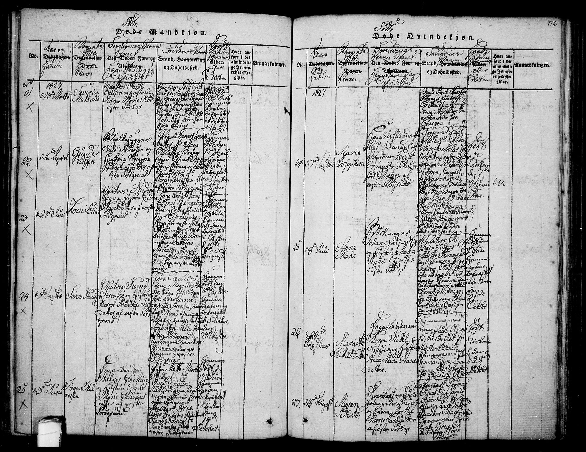 Porsgrunn kirkebøker , AV/SAKO-A-104/F/Fa/L0004: Parish register (official) no. 4, 1814-1828, p. 176