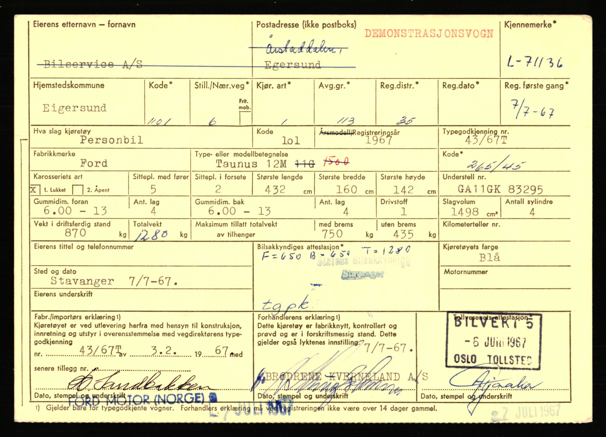 Stavanger trafikkstasjon, AV/SAST-A-101942/0/F/L0066: L-68000 - L-71599, 1930-1971, p. 2099