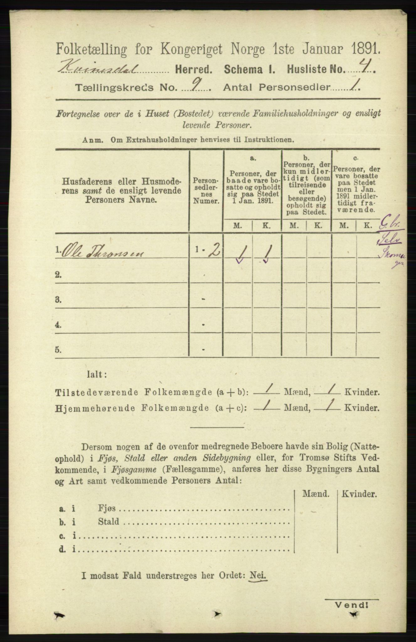 RA, 1891 census for 1037 Kvinesdal, 1891, p. 3212