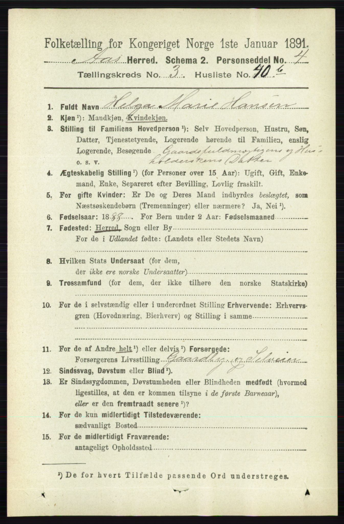 RA, 1891 census for 0214 Ås, 1891, p. 2979