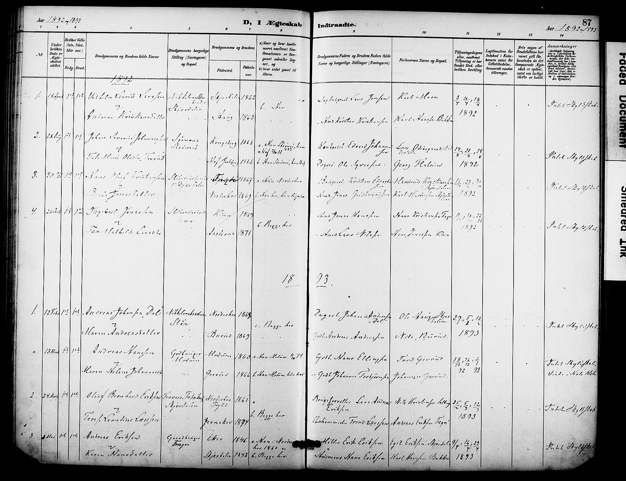 Hole kirkebøker, AV/SAKO-A-228/F/Fb/L0002: Parish register (official) no. II 2, 1892-1906, p. 87