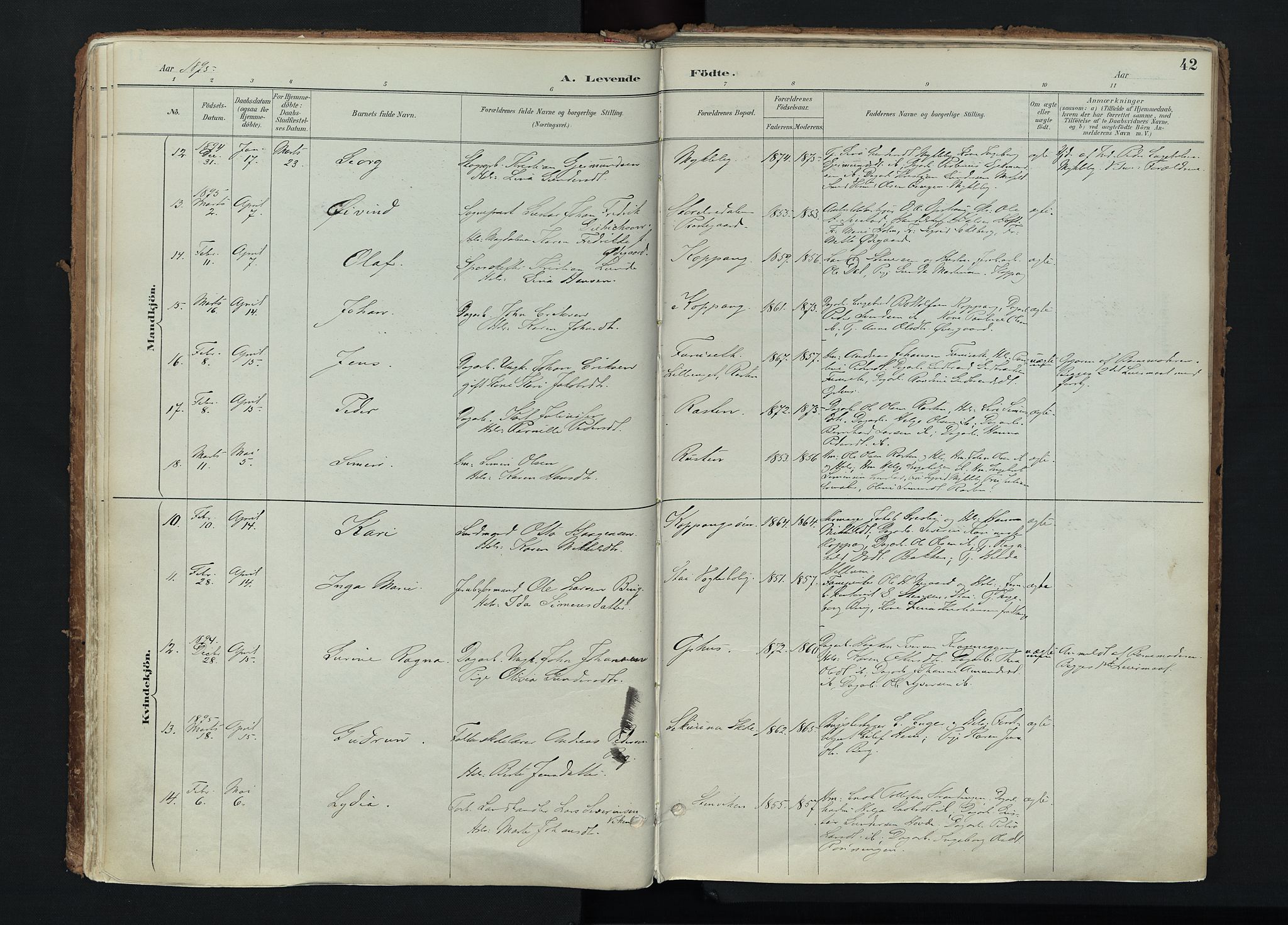 Stor-Elvdal prestekontor, AV/SAH-PREST-052/H/Ha/Haa/L0004: Parish register (official) no. 4, 1890-1922, p. 42