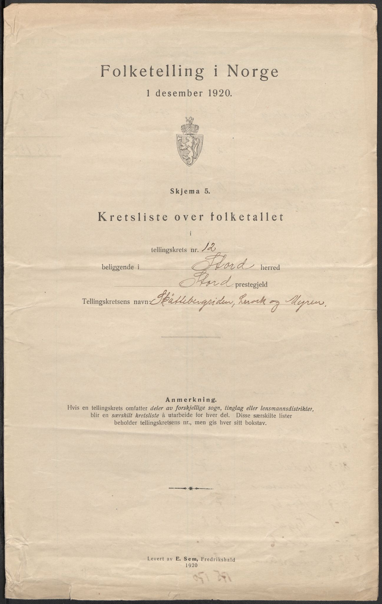 SAB, 1920 census for Stord, 1920, p. 38