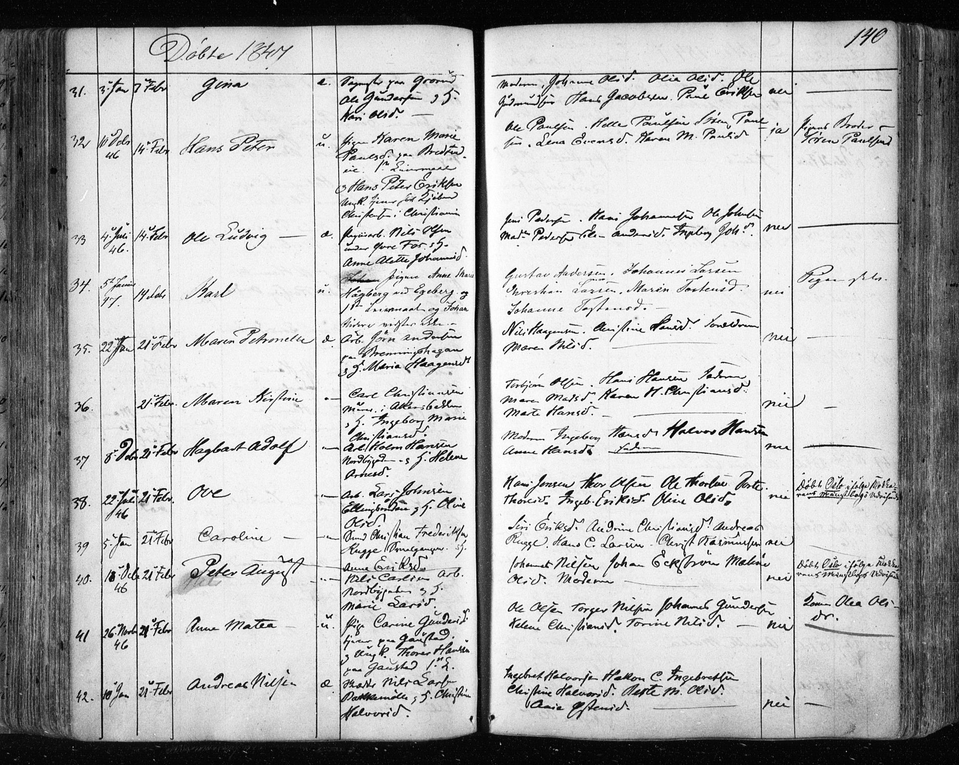 Aker prestekontor kirkebøker, AV/SAO-A-10861/F/L0019: Parish register (official) no. 19, 1842-1852, p. 140