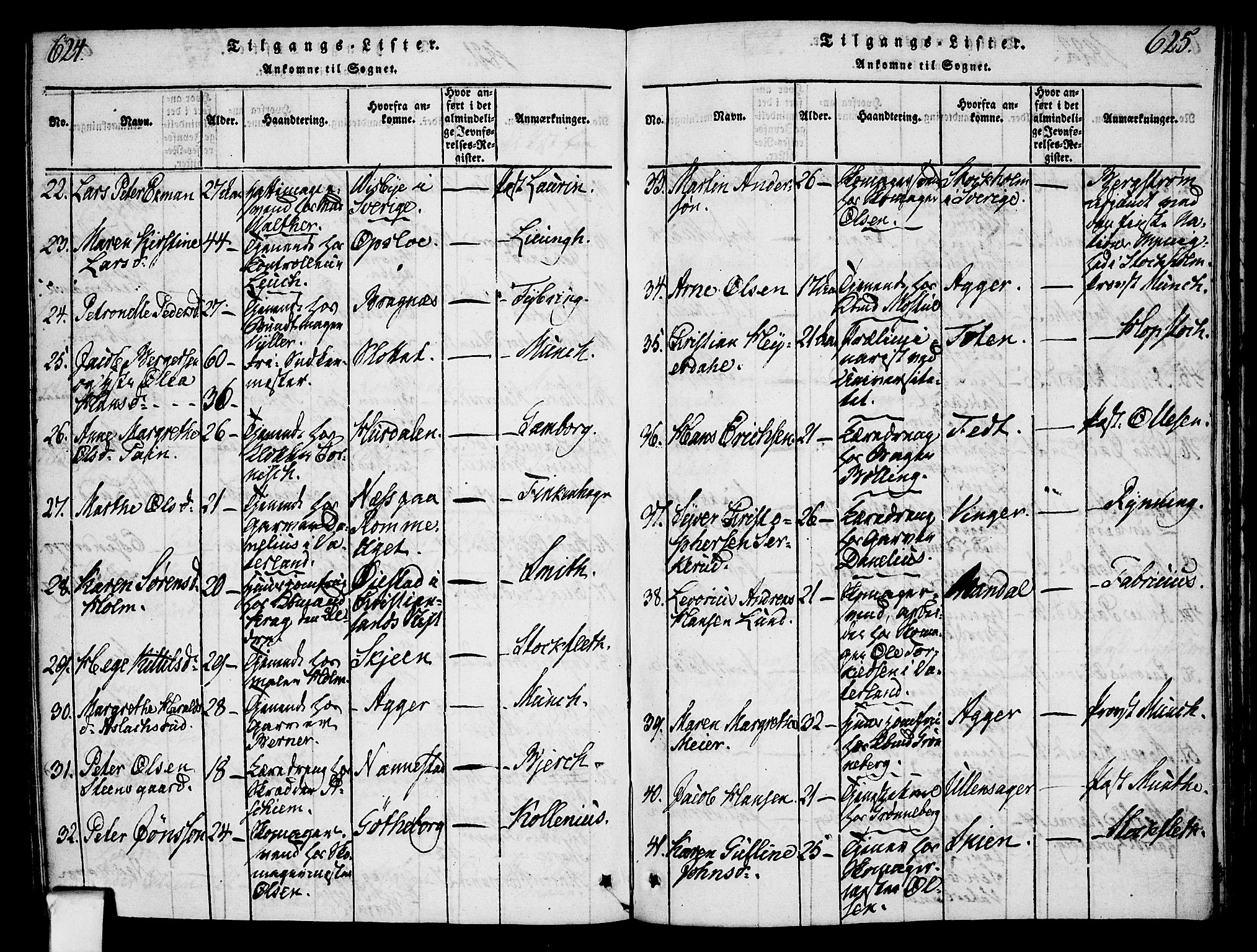 Oslo domkirke Kirkebøker, SAO/A-10752/F/Fa/L0007: Parish register (official) no. 7, 1817-1824, p. 624-625