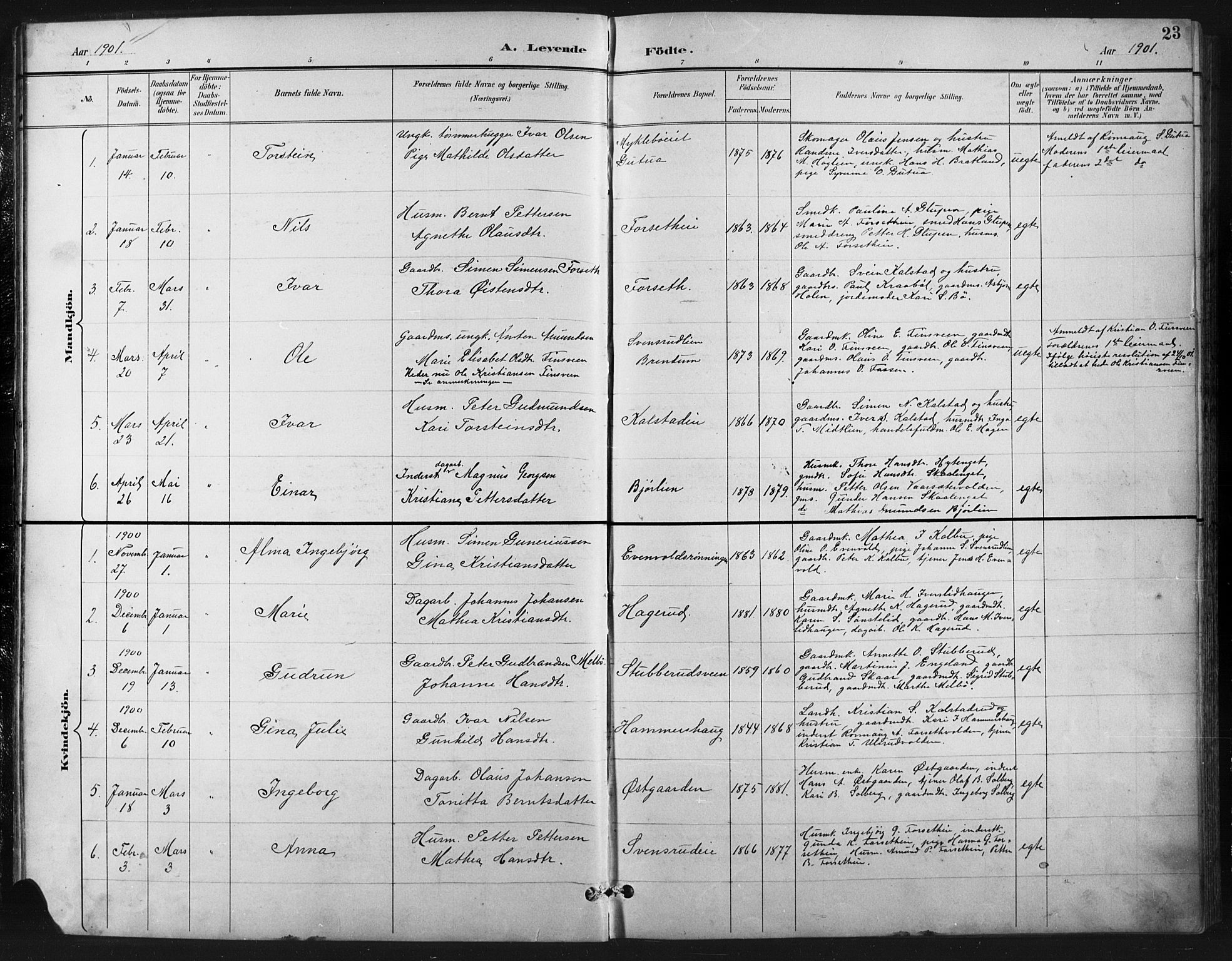 Vestre Gausdal prestekontor, SAH/PREST-094/H/Ha/Hab/L0003: Parish register (copy) no. 3, 1896-1925, p. 23