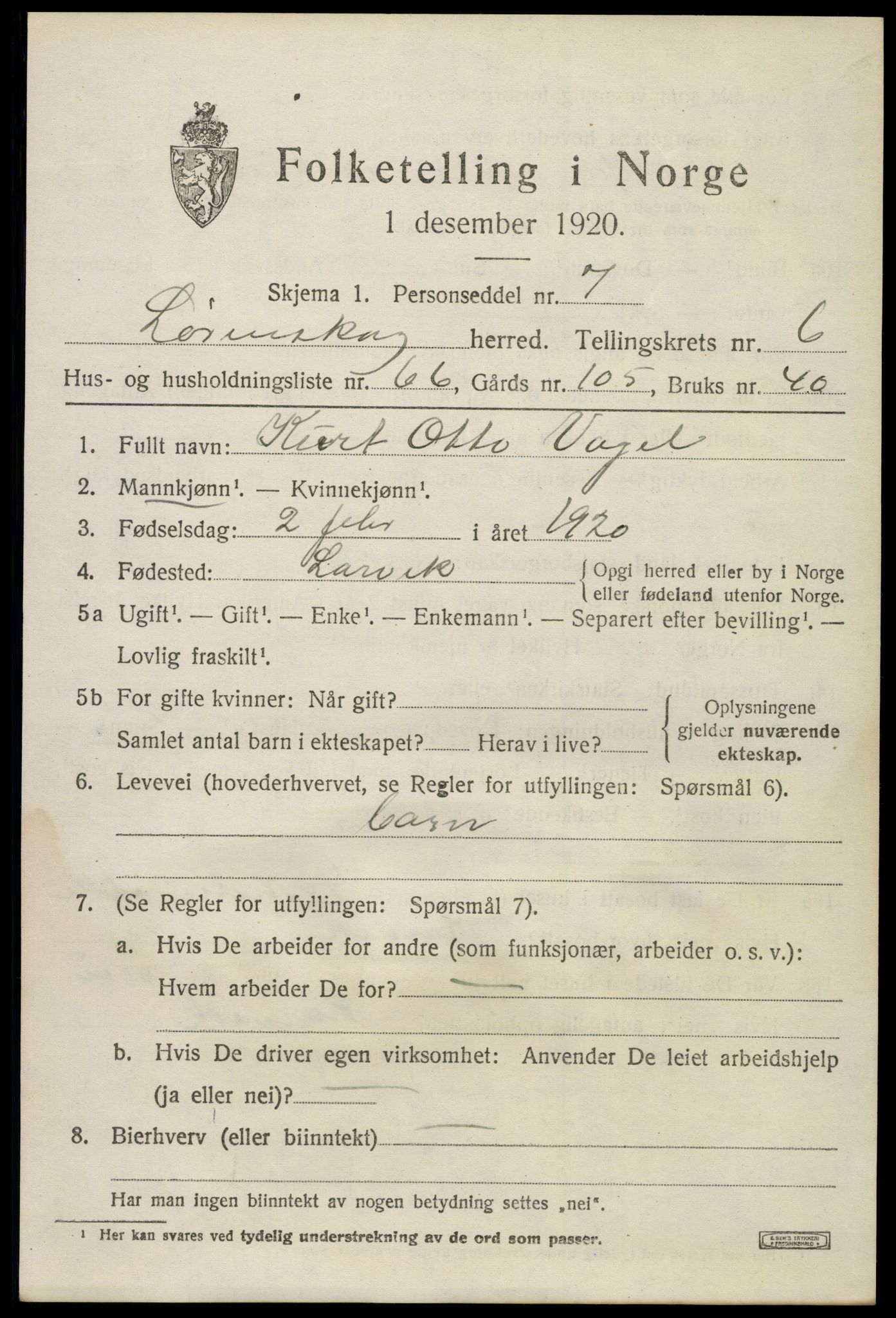 SAO, 1920 census for Lørenskog, 1920, p. 5764