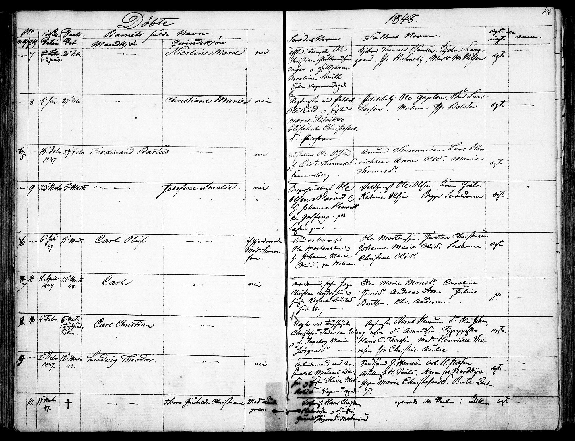 Garnisonsmenigheten Kirkebøker, AV/SAO-A-10846/F/Fa/L0008: Parish register (official) no. 8, 1842-1859, p. 106