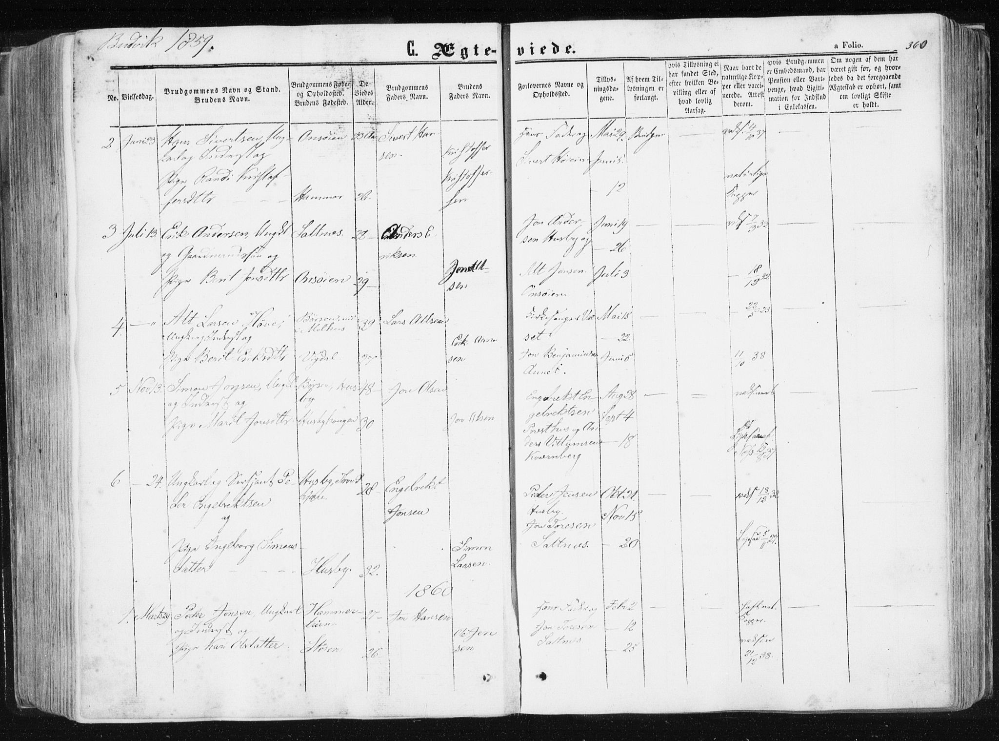 Ministerialprotokoller, klokkerbøker og fødselsregistre - Sør-Trøndelag, SAT/A-1456/612/L0377: Parish register (official) no. 612A09, 1859-1877, p. 360