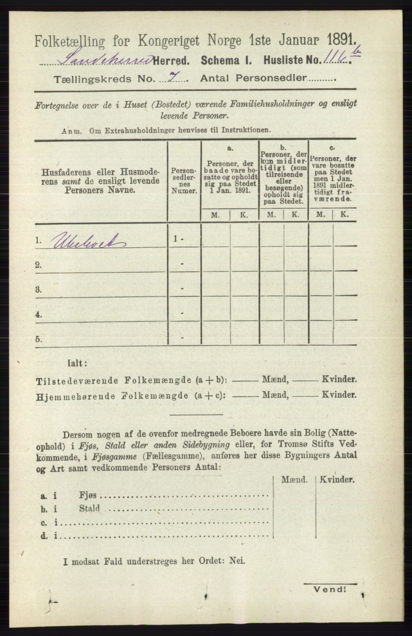 RA, 1891 census for 0724 Sandeherred, 1891, p. 4092