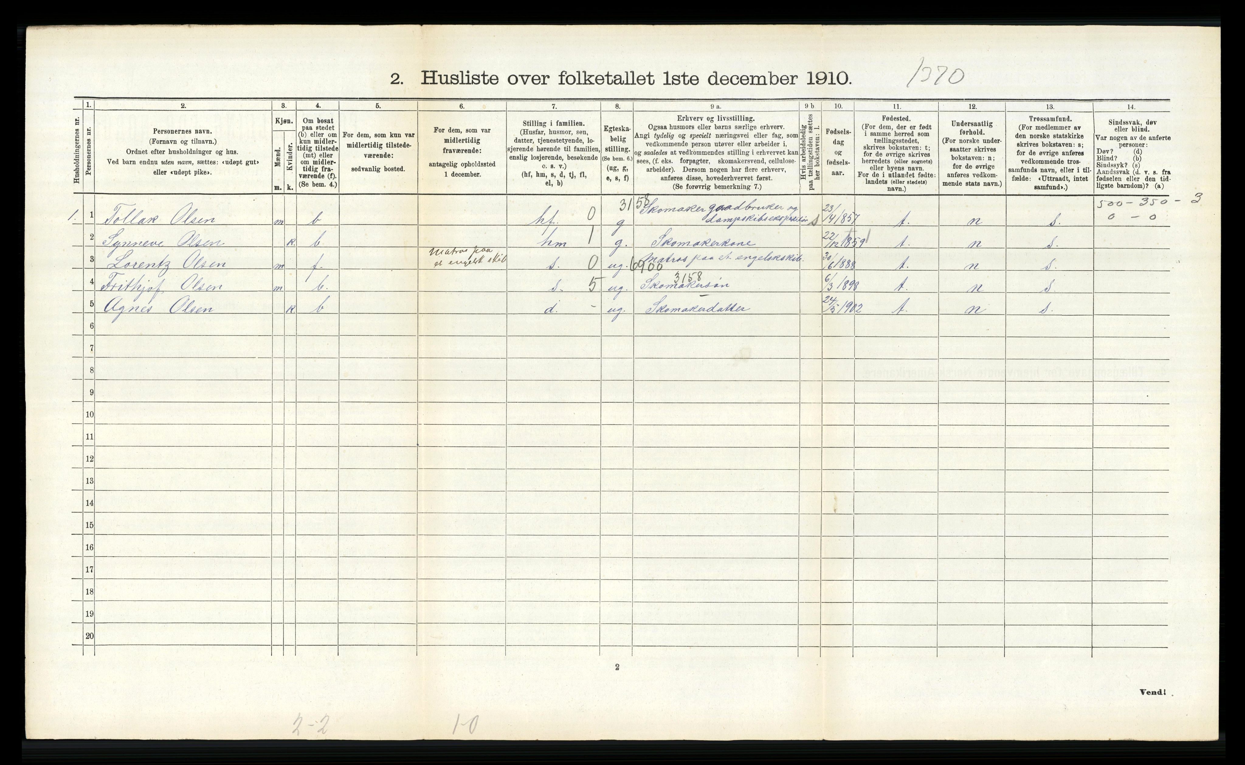 RA, 1910 census for Ytre Holmedal, 1910, p. 547