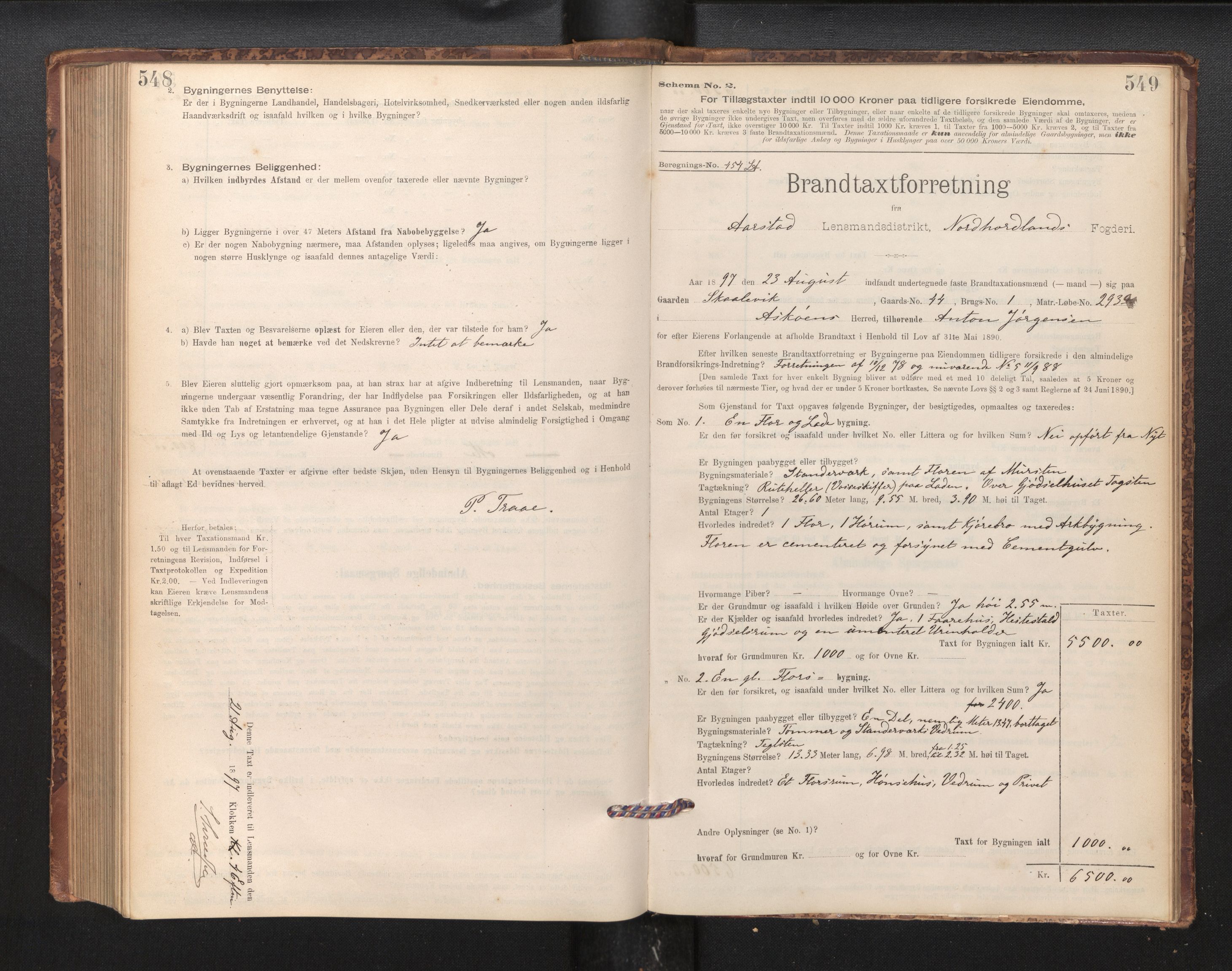 Lensmannen i Årstad, AV/SAB-A-36201/0012/L0011: Branntakstprotokoll,skjematakst, 1895-1901, p. 548-549