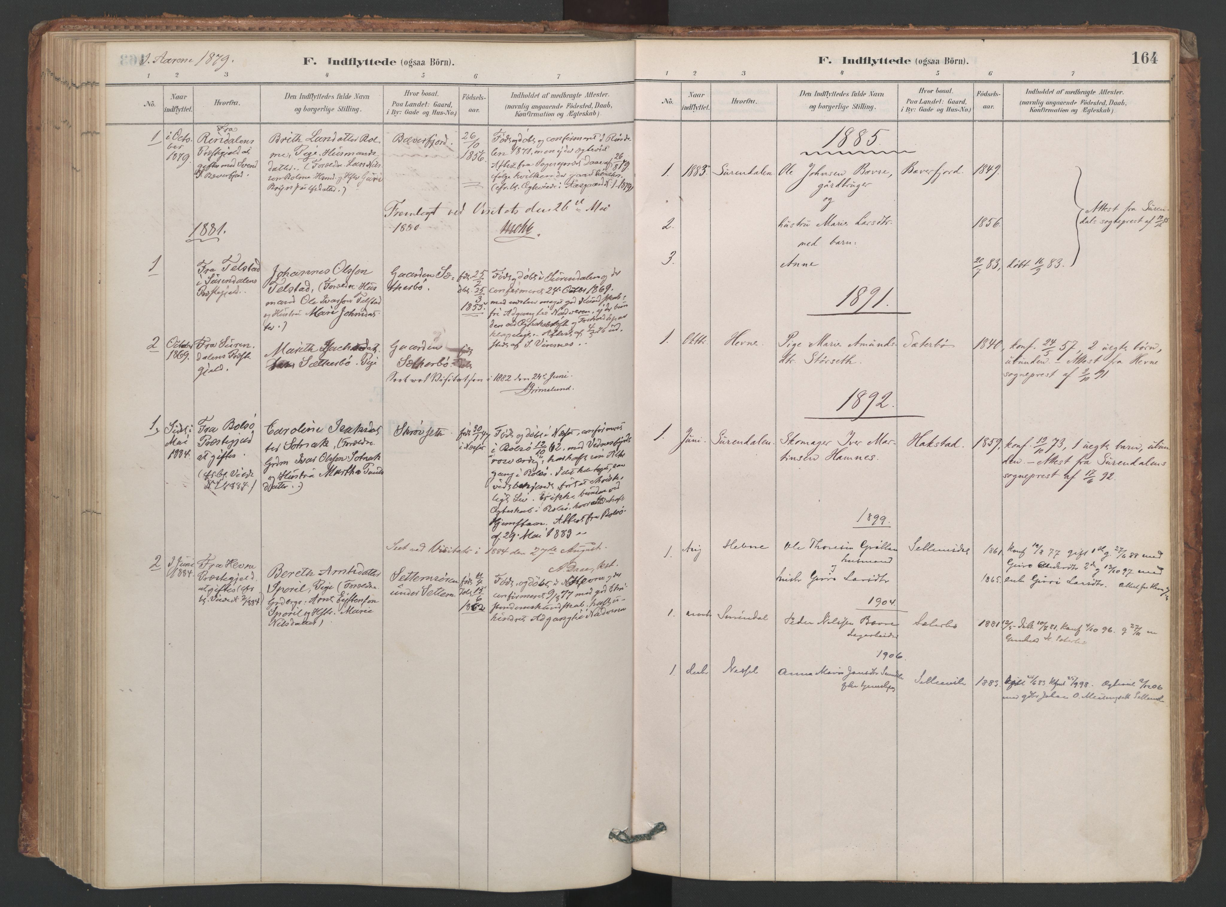 Ministerialprotokoller, klokkerbøker og fødselsregistre - Møre og Romsdal, AV/SAT-A-1454/594/L1036: Parish register (official) no. 594A02 (?), 1879-1910, p. 164