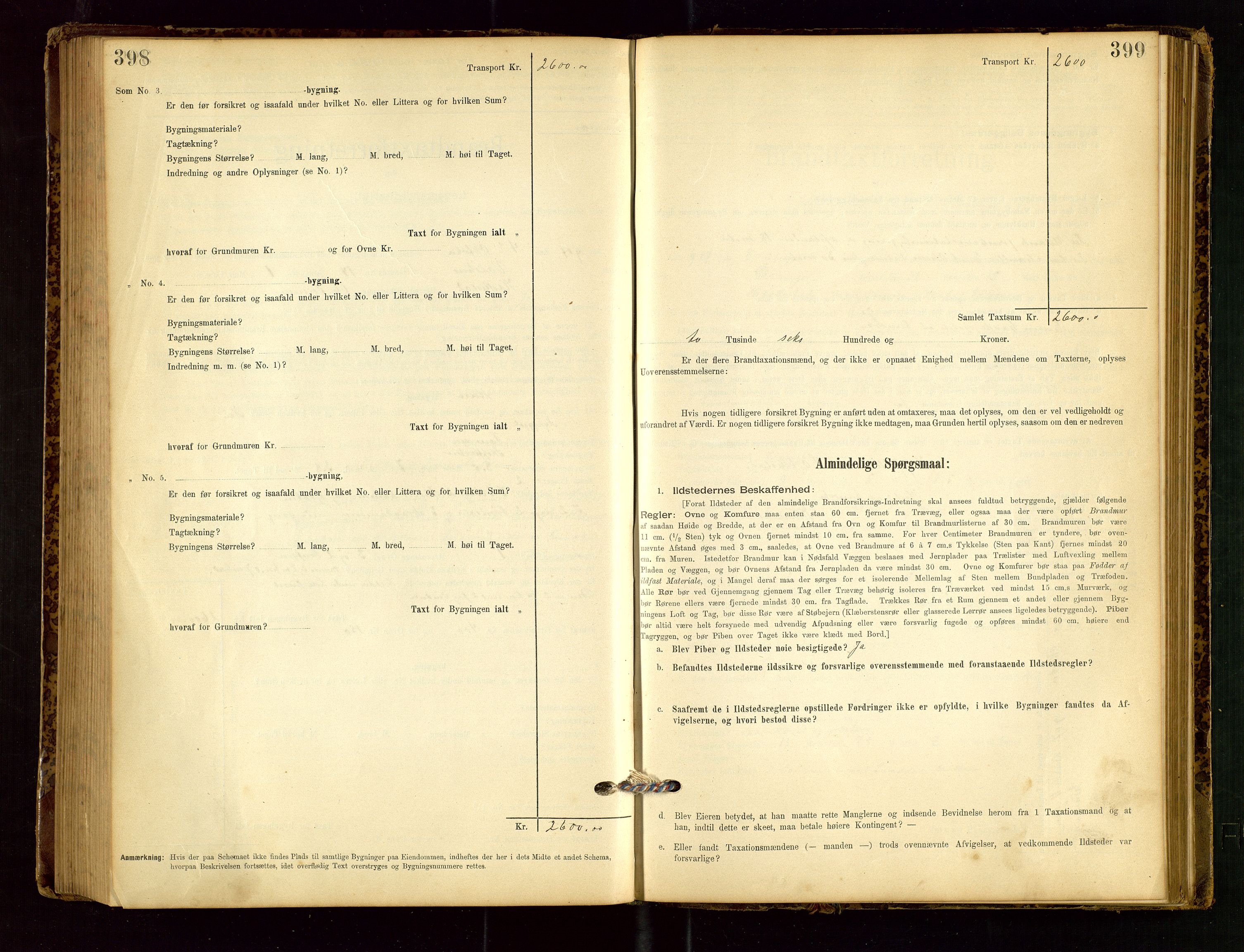 Heskestad lensmannskontor, SAST/A-100304/Gob/L0001: "Brandtaxationsprotokol", 1894-1915, p. 398-399