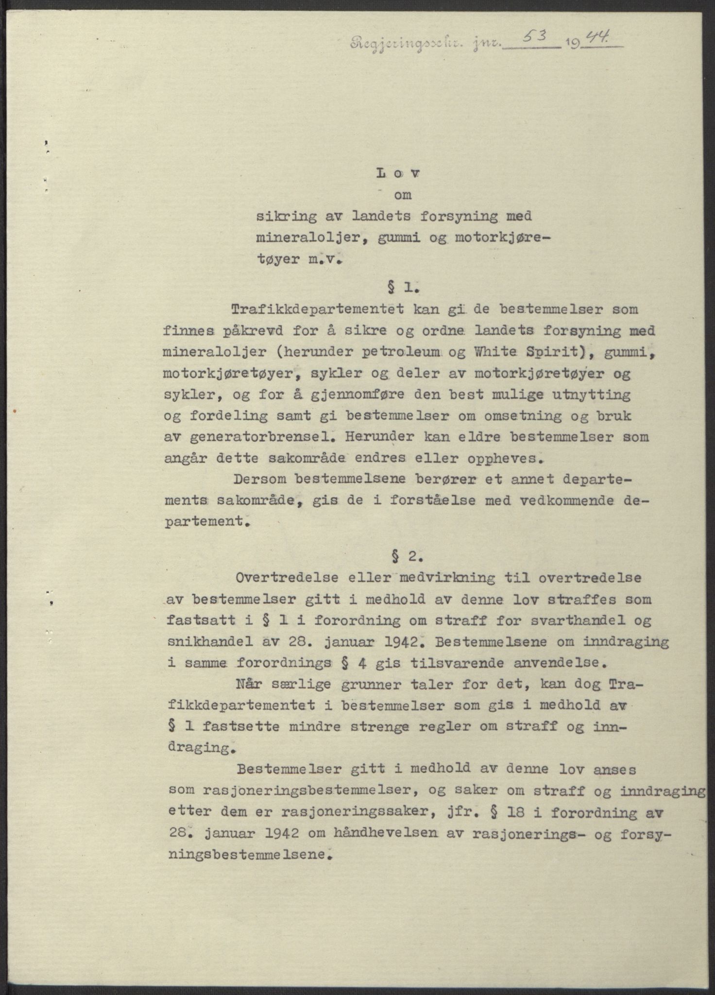 NS-administrasjonen 1940-1945 (Statsrådsekretariatet, de kommisariske statsråder mm), RA/S-4279/D/Db/L0100: Lover, 1944, p. 128